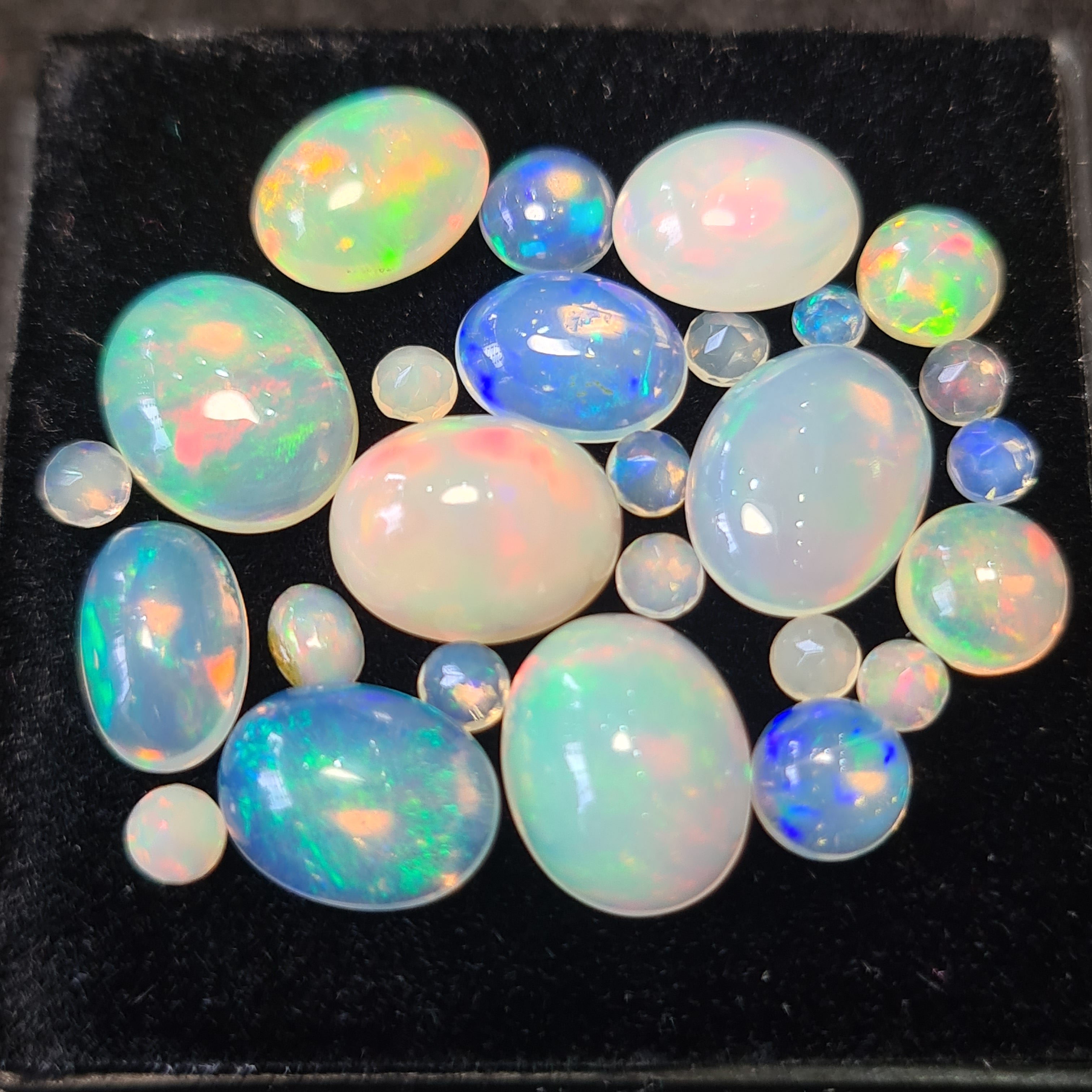 26Pcs of Natural Ethopian Opal Cabochons | 3–10mm  | Shape-Mix - The LabradoriteKing