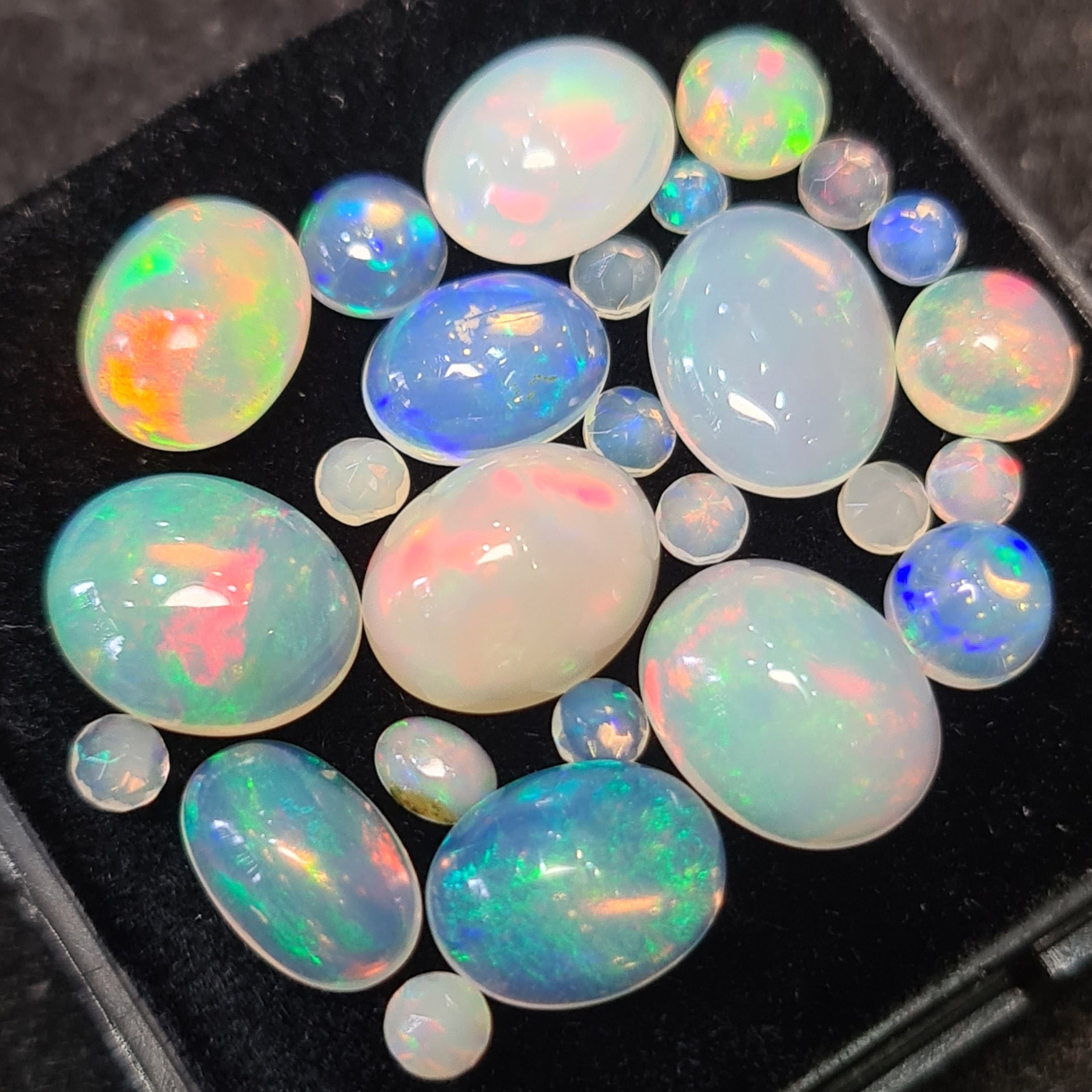 26Pcs of Natural Ethopian Opal Cabochons | 3–10mm  | Shape-Mix - The LabradoriteKing