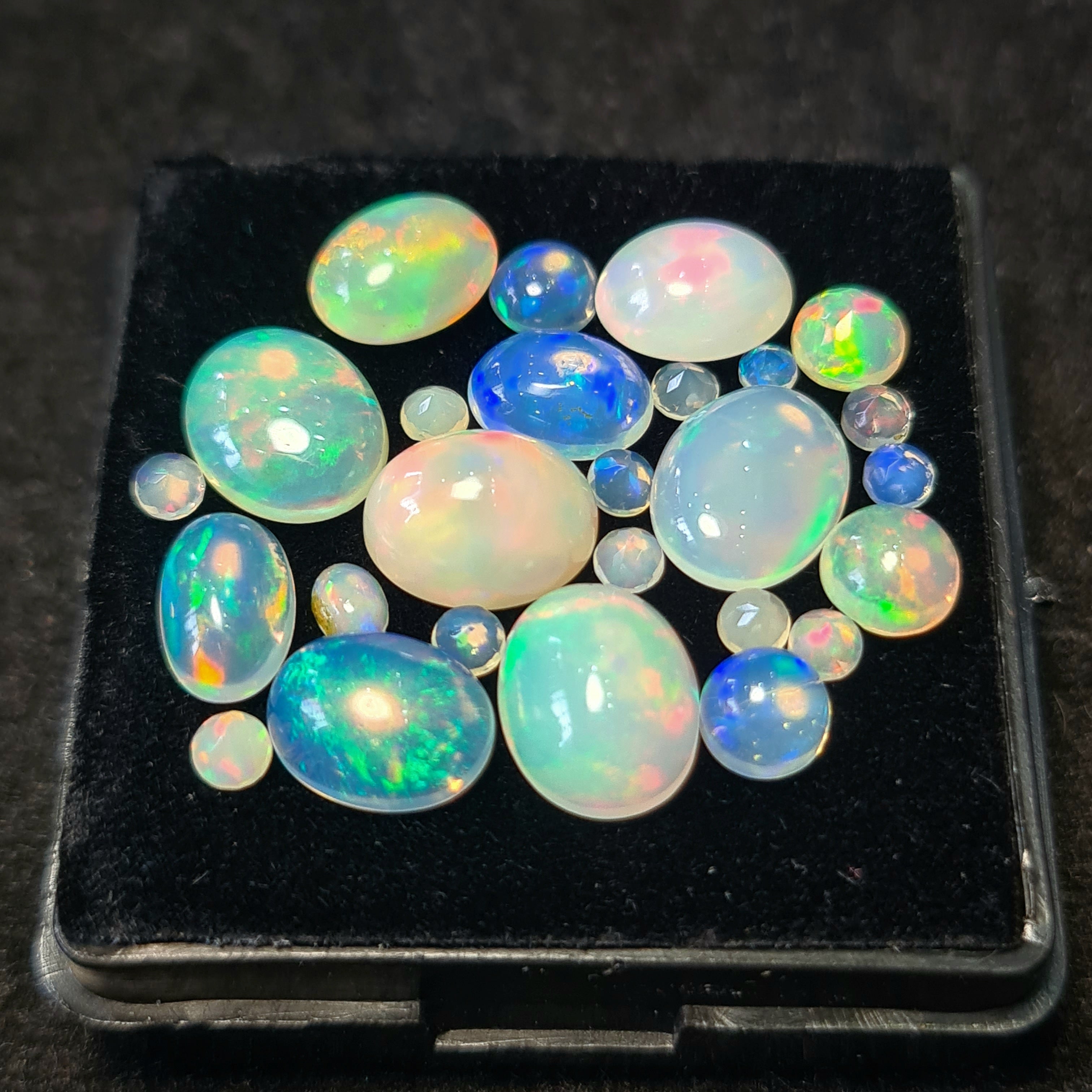26Pcs of Natural Ethopian Opal Cabochons | 3–10mm  | Shape-Mix - The LabradoriteKing