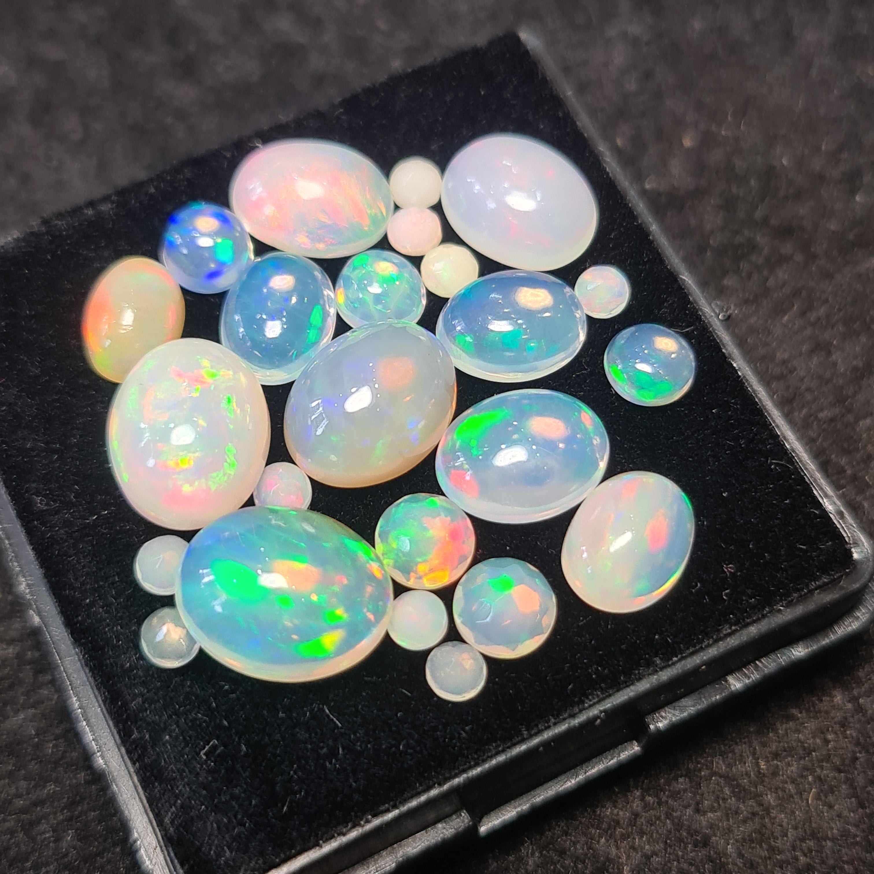 24Pcs of Natural Ethopian Opal Cabochons | 3–10mm  | Shape-Mix - The LabradoriteKing