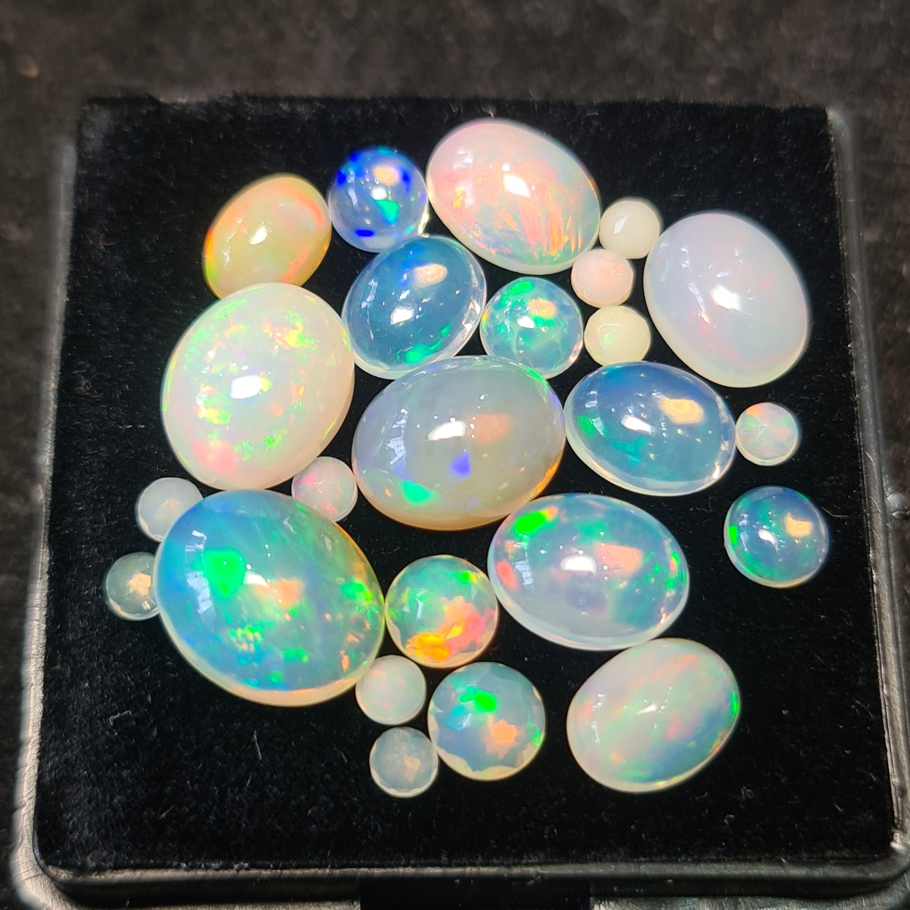 24Pcs of Natural Ethopian Opal Cabochons | 3–10mm  | Shape-Mix - The LabradoriteKing