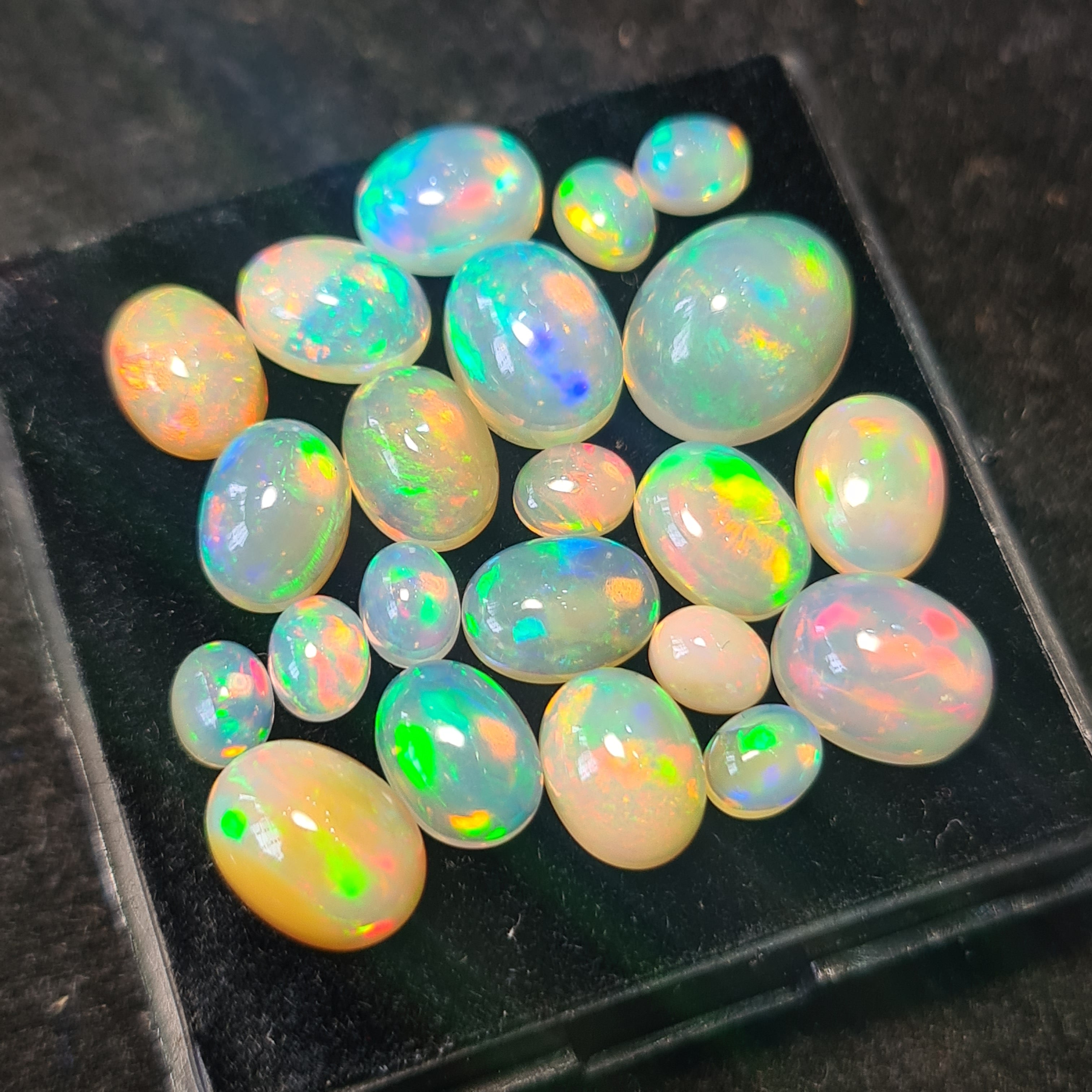 22Pcs of Natural Ethopian Opal Cabochons | 5–11mm  | Shape-Oval - The LabradoriteKing