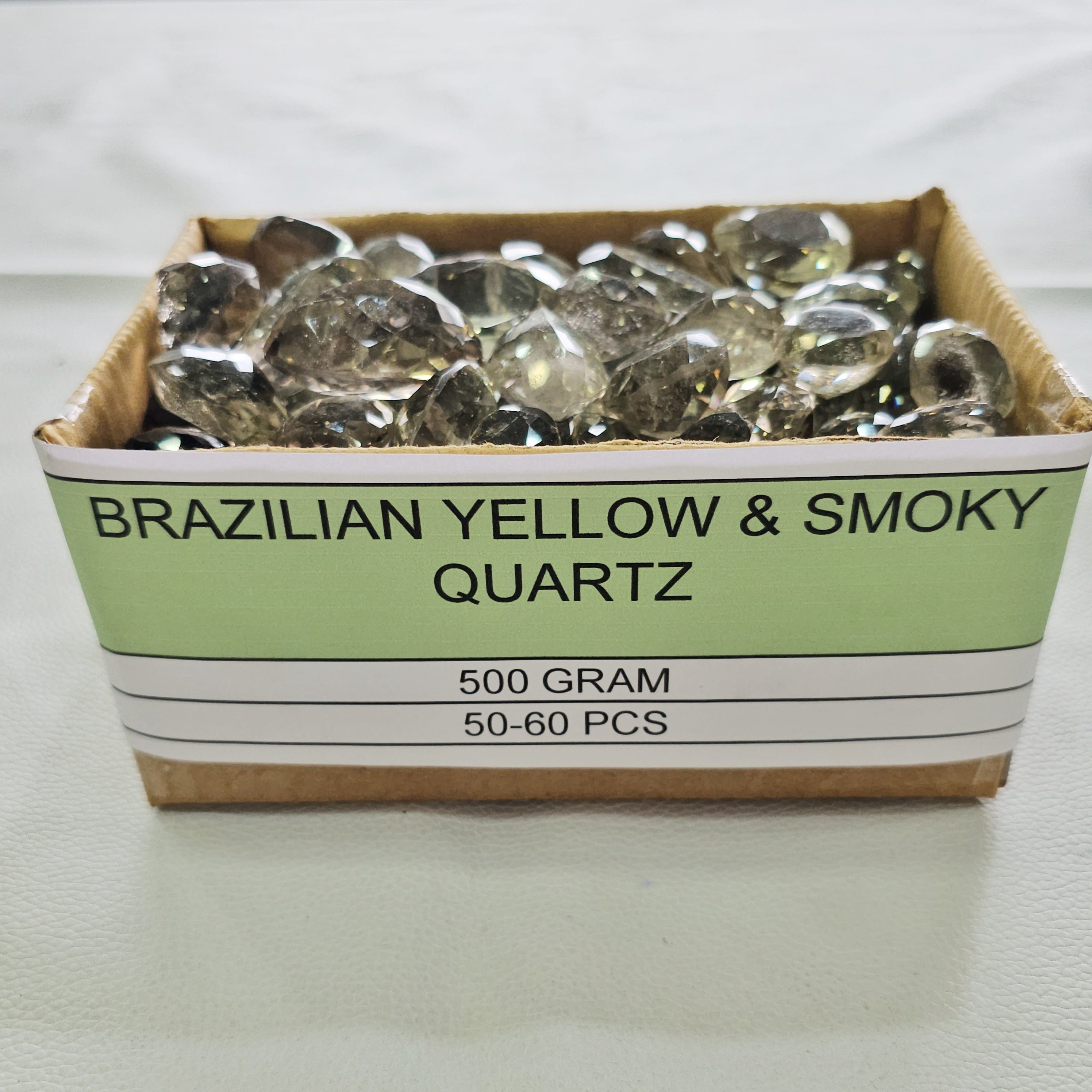 250/500 Grams Brazilian Yellow & Smoky Quartz Faceted Lot | 40–50 Pcs | 18–40mm | Natural Mixed Quartz - The LabradoriteKing