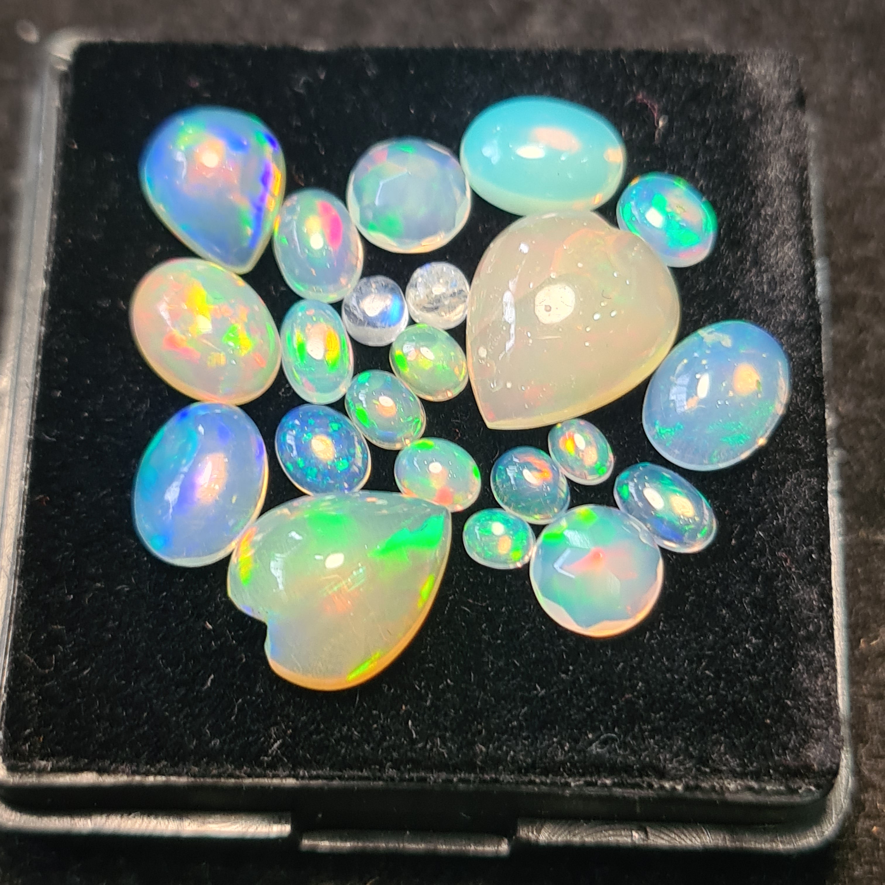 22Pcs of Natural Ethopian Opal Cabochons | 3–12mm  | Shape-Mix - The LabradoriteKing