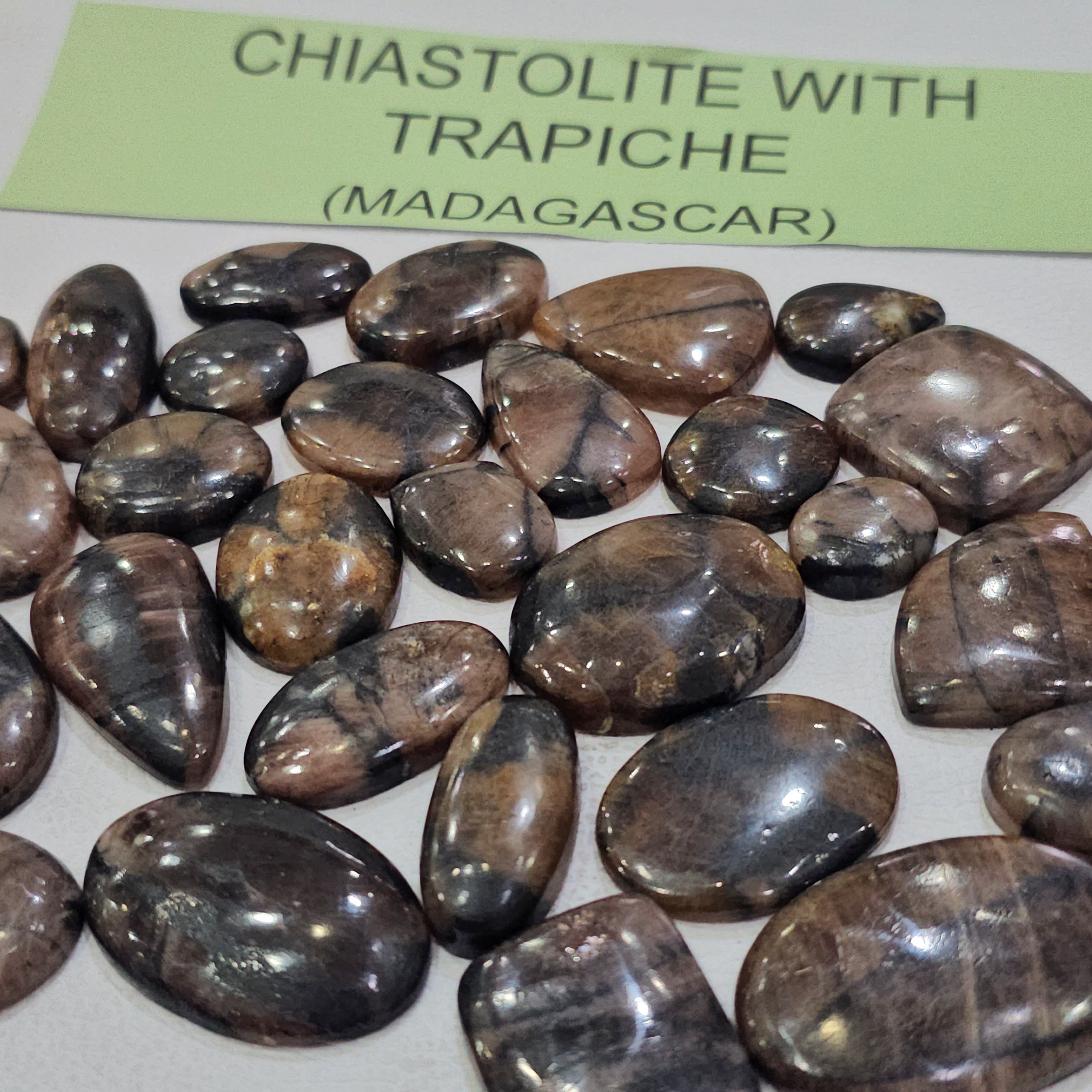 100 Grams Natural Chiastolite Trapiche Gemstones | 12 Pcs (Approx.) | 15–45mm | Cross Pattern Stones - The LabradoriteKing