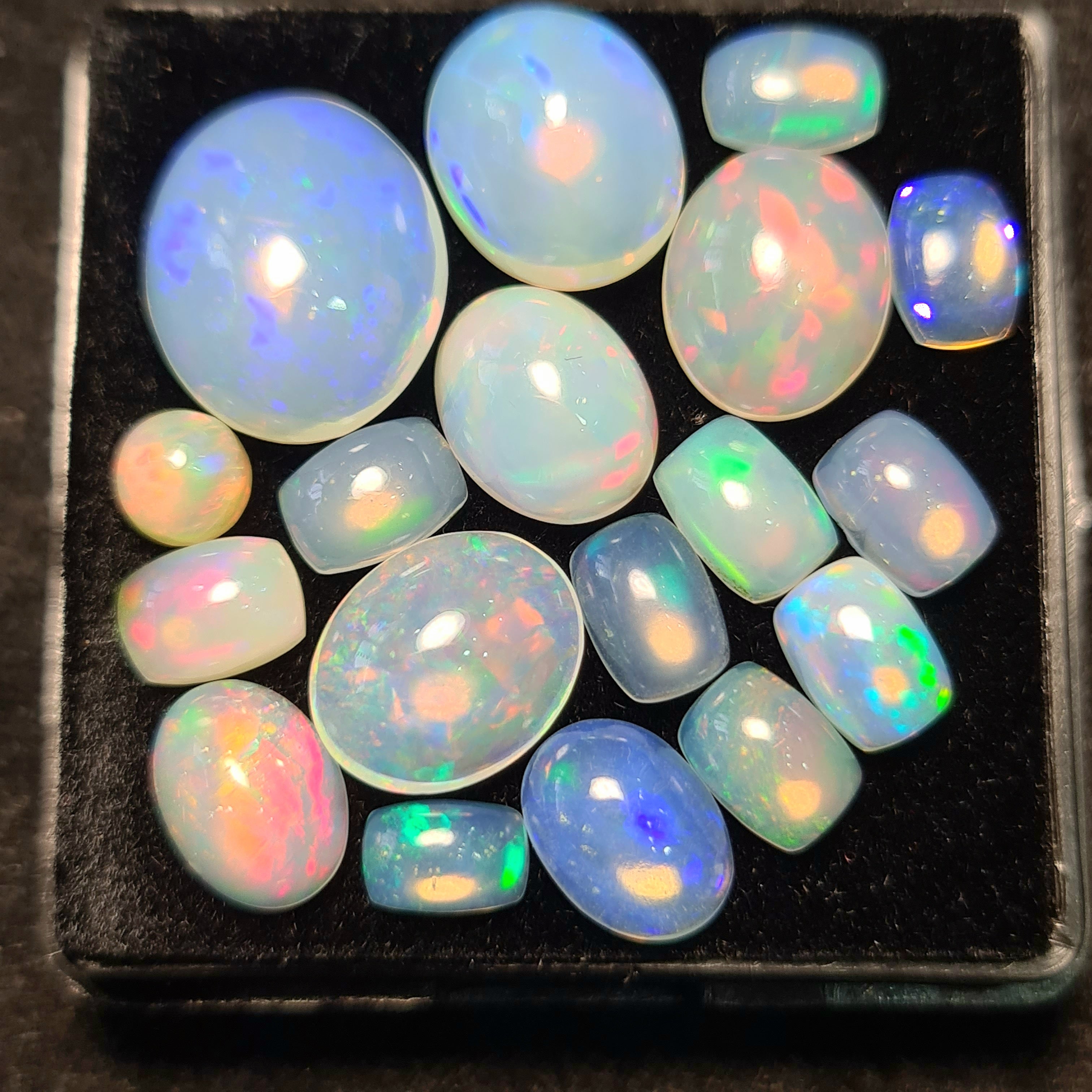 18Pcs of Natural Ethopian Opal Cabochons | 5–14mm  | Shape-Mix - The LabradoriteKing