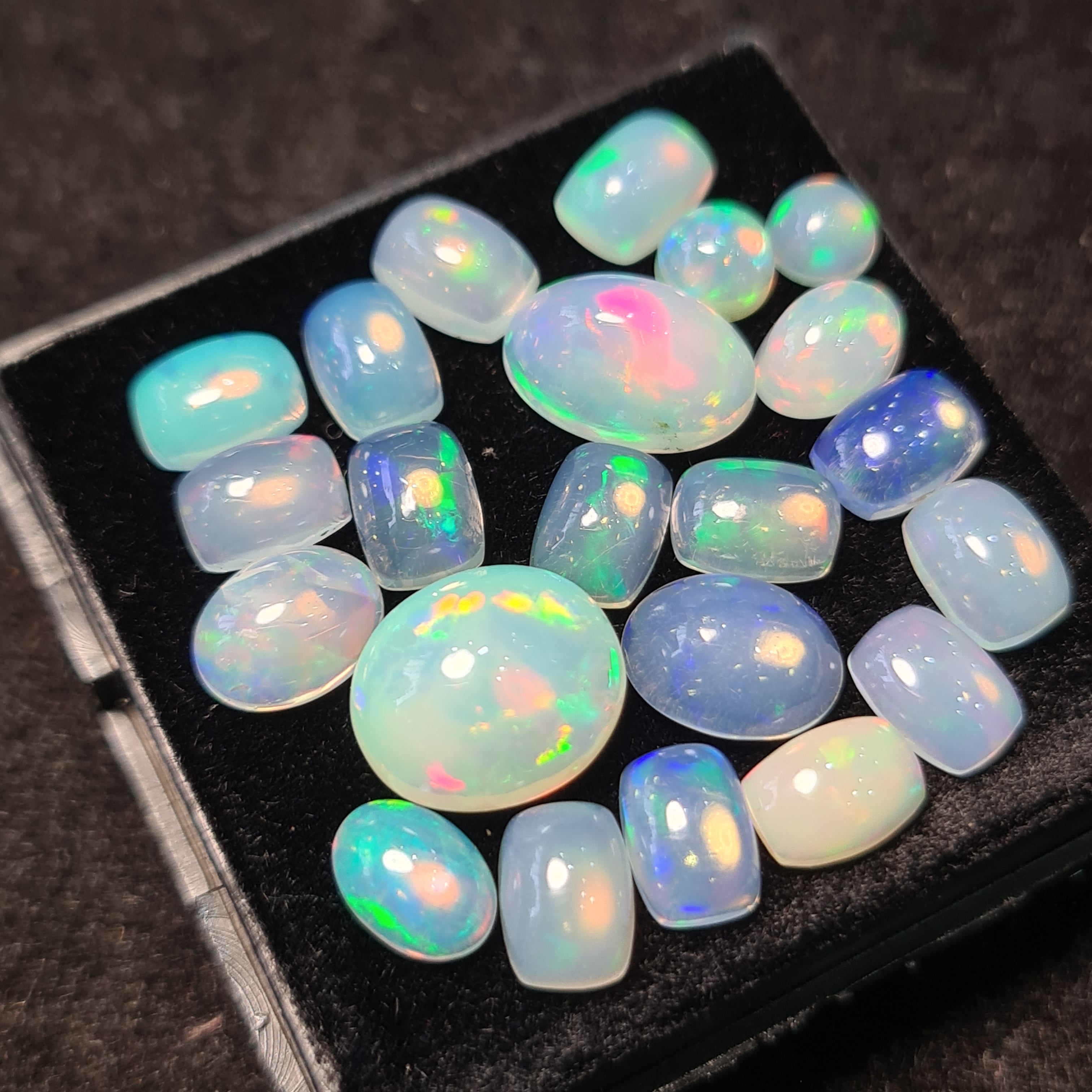 22Pcs of Natural Ethopian Opal Cabochons | 5–11mm  | Shape-Mix - The LabradoriteKing