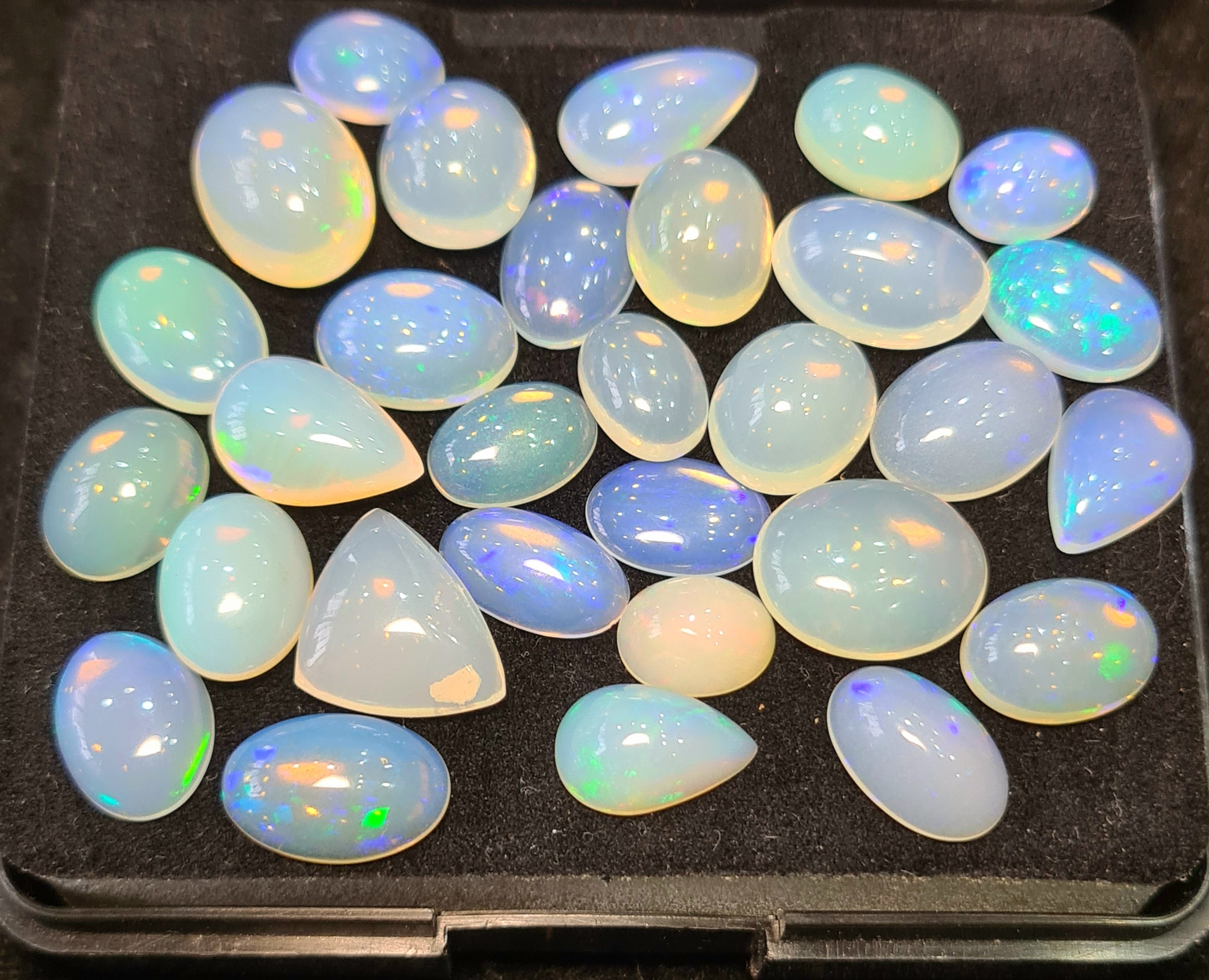 29Pcs of Natural Ethopian Opal Cabochons | 10–16mm  | Shape-Mix - The LabradoriteKing