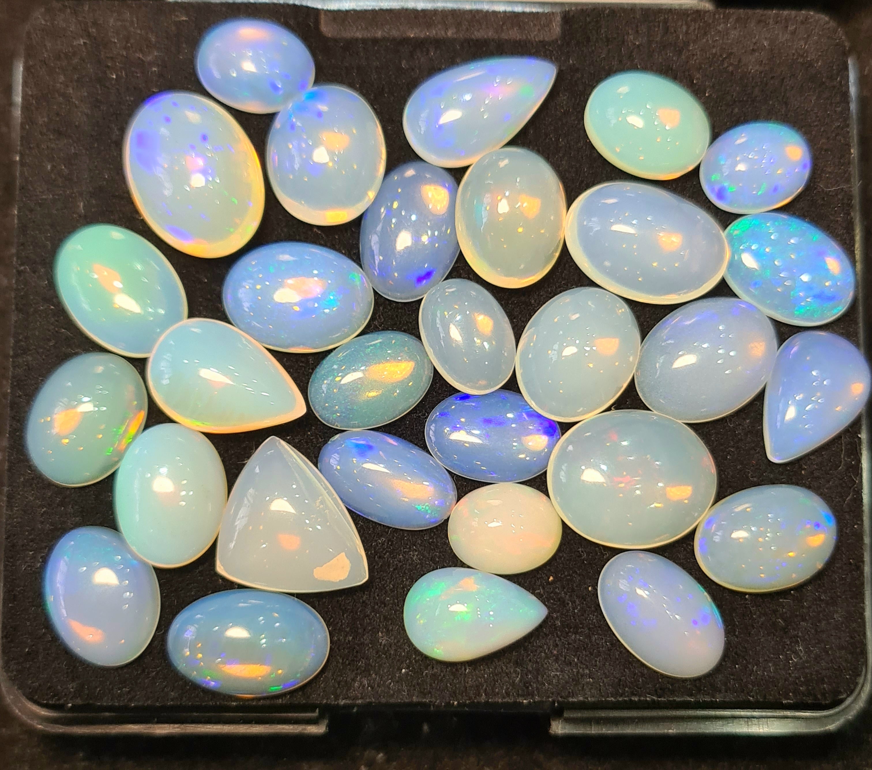 29Pcs of Natural Ethopian Opal Cabochons | 10–16mm  | Shape-Mix - The LabradoriteKing