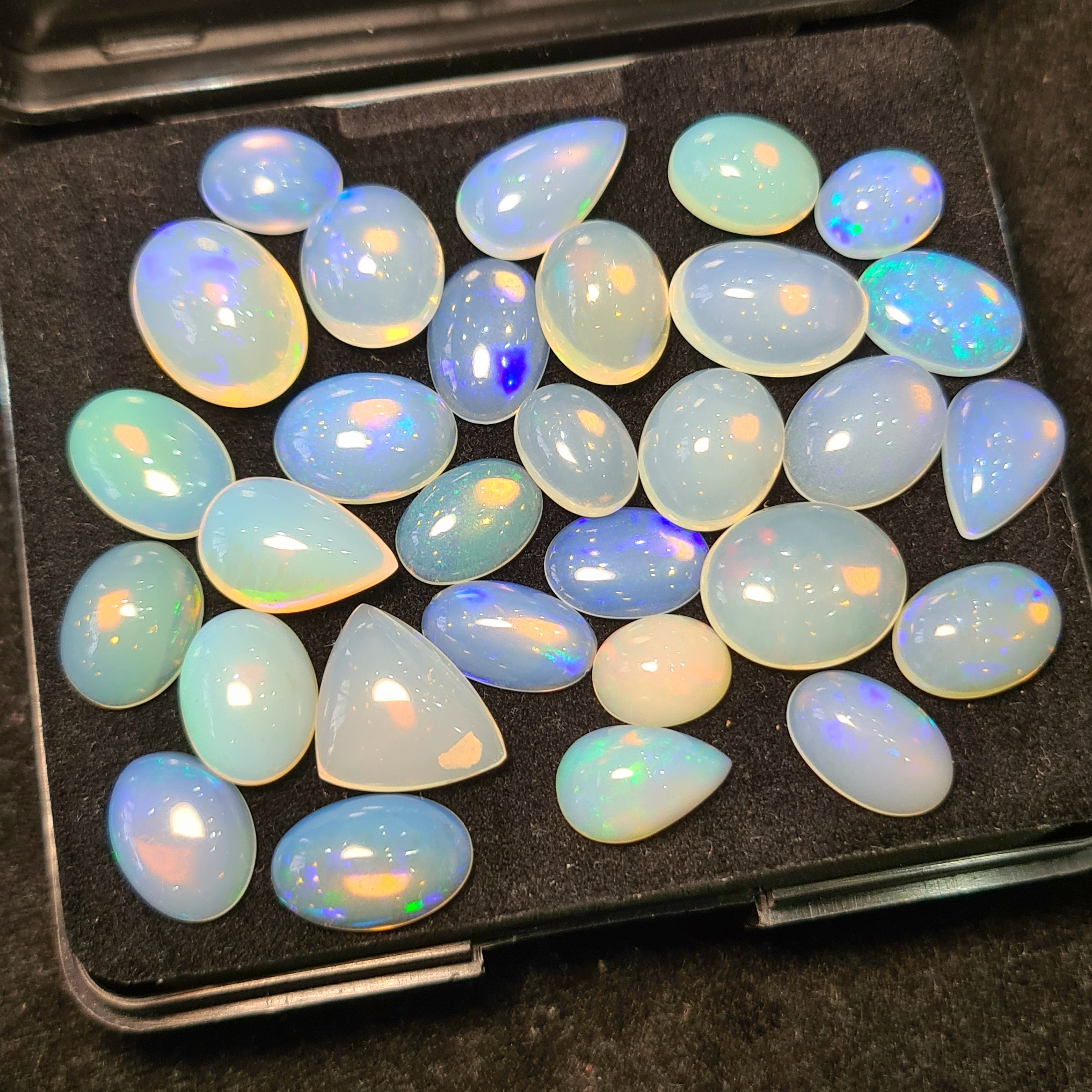 29Pcs of Natural Ethopian Opal Cabochons | 10–16mm  | Shape-Mix - The LabradoriteKing