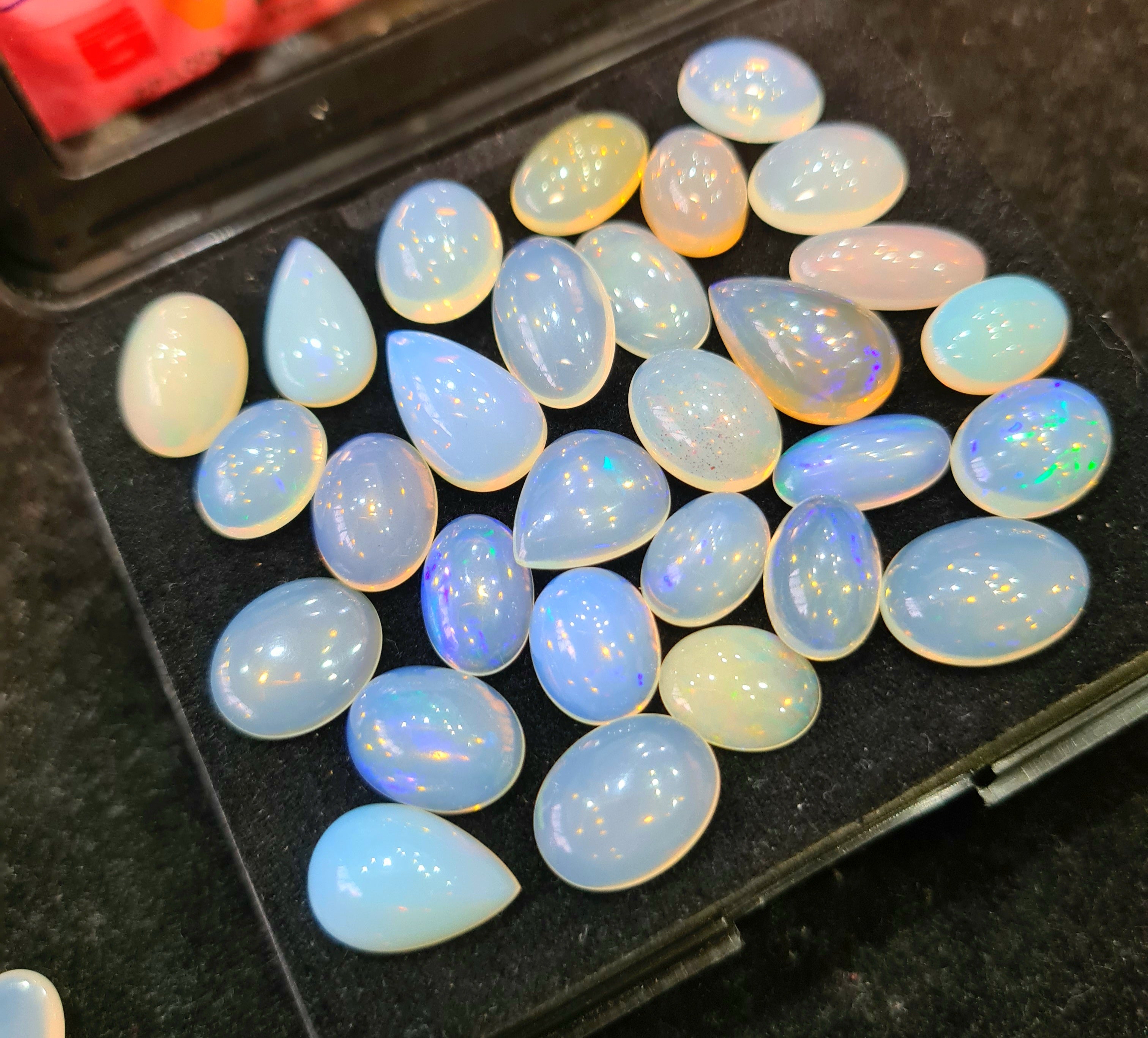 29Pcs of Natural Ethopian Opal Cabochons | 11–17mm  | Shape-Mix - The LabradoriteKing