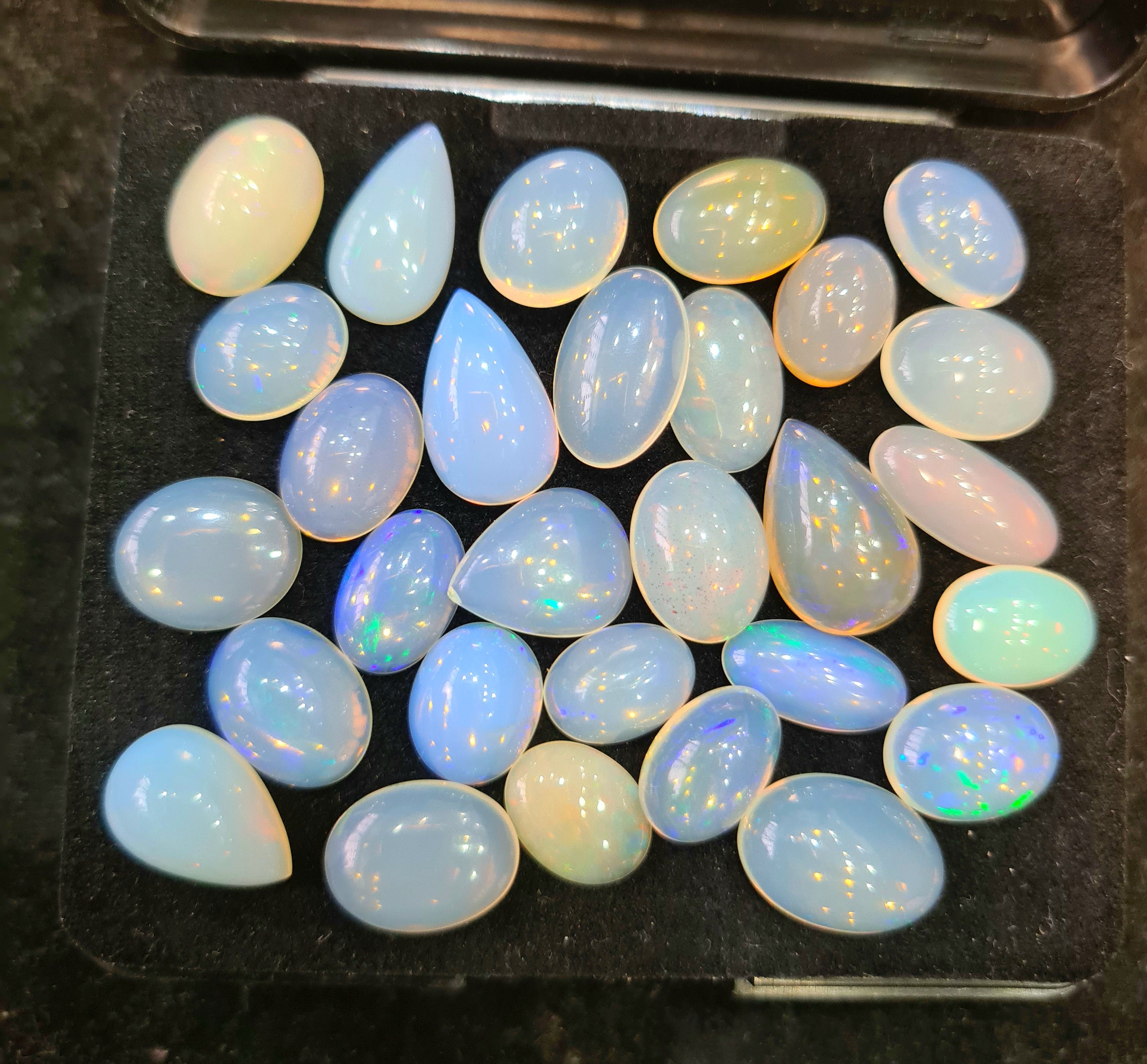 29Pcs of Natural Ethopian Opal Cabochons | 11–17mm  | Shape-Mix - The LabradoriteKing