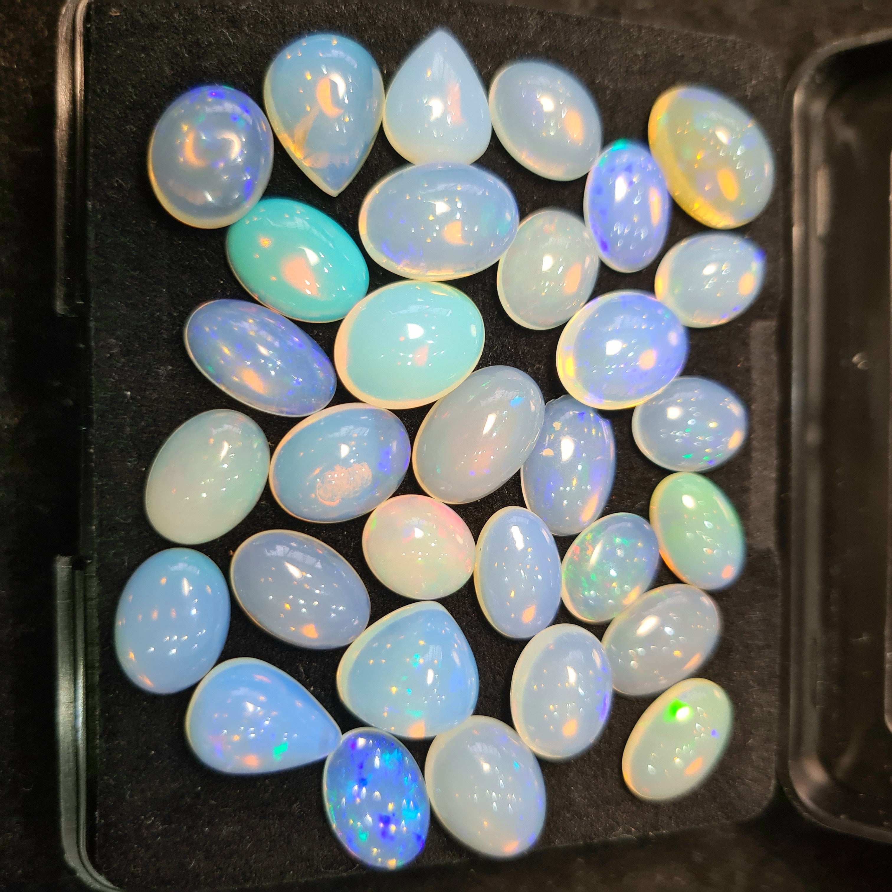 31Pcs of Natural Ethopian Opal Cabochons | 10–15mm  | Shape-Mix - The LabradoriteKing