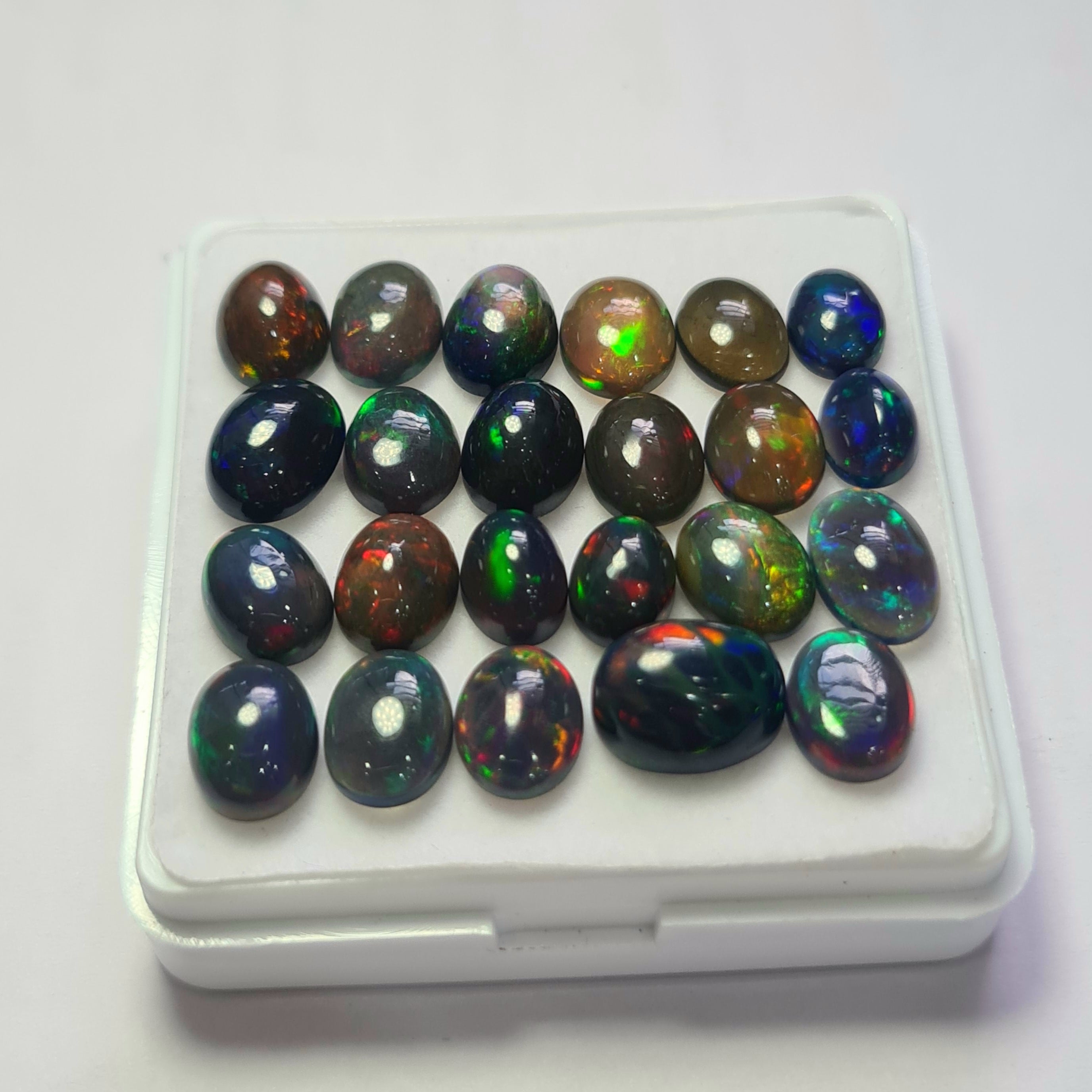 23Pcs of Natural Black Opal Cabochons | 8–10mm  | Shape-Oval - The LabradoriteKing