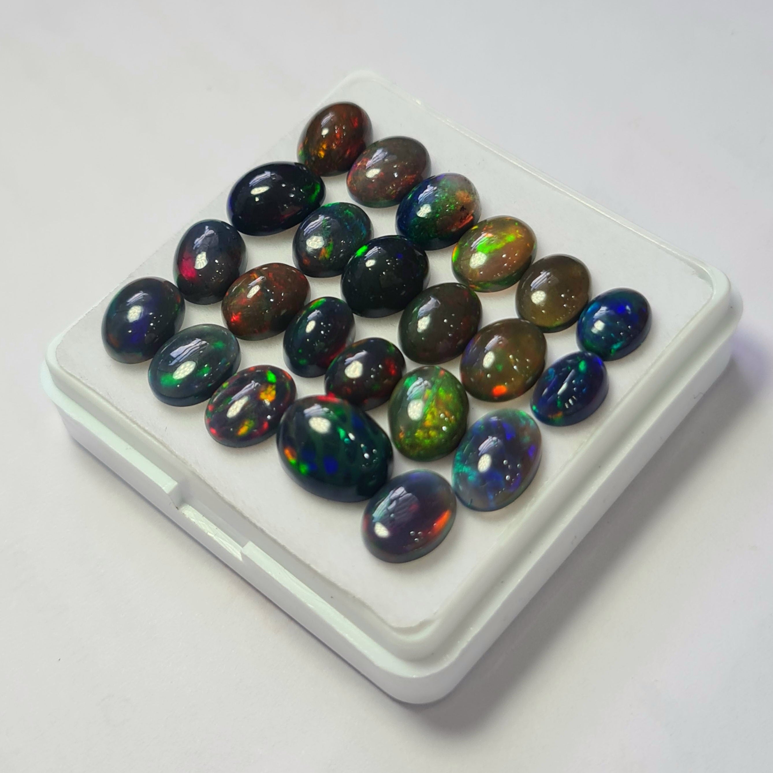 23Pcs of Natural Black Opal Cabochons | 8–10mm  | Shape-Oval - The LabradoriteKing