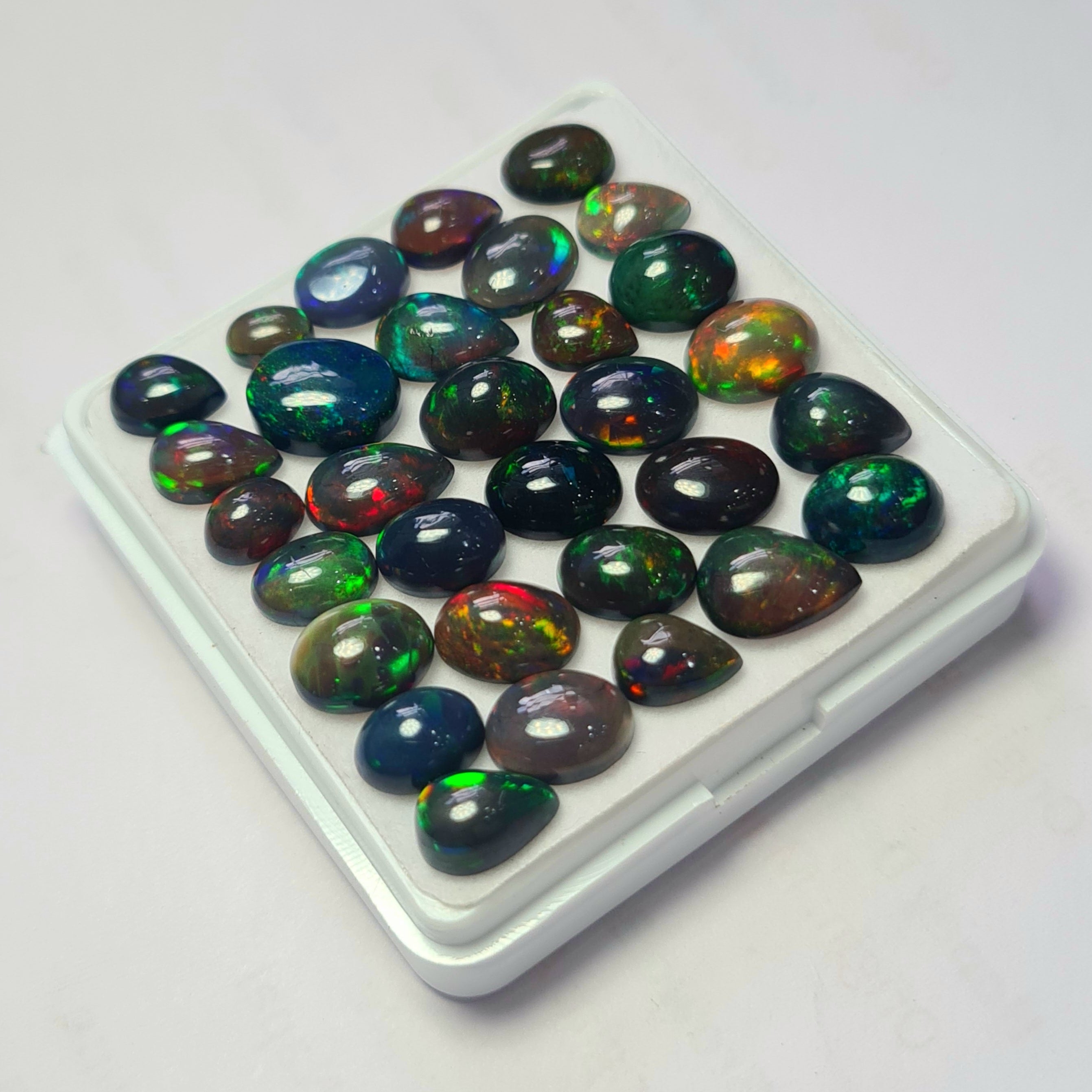 31Pcs of Natural Black Smoked Opal Cabochons | 6–10mm  | Shape-Mix - The LabradoriteKing