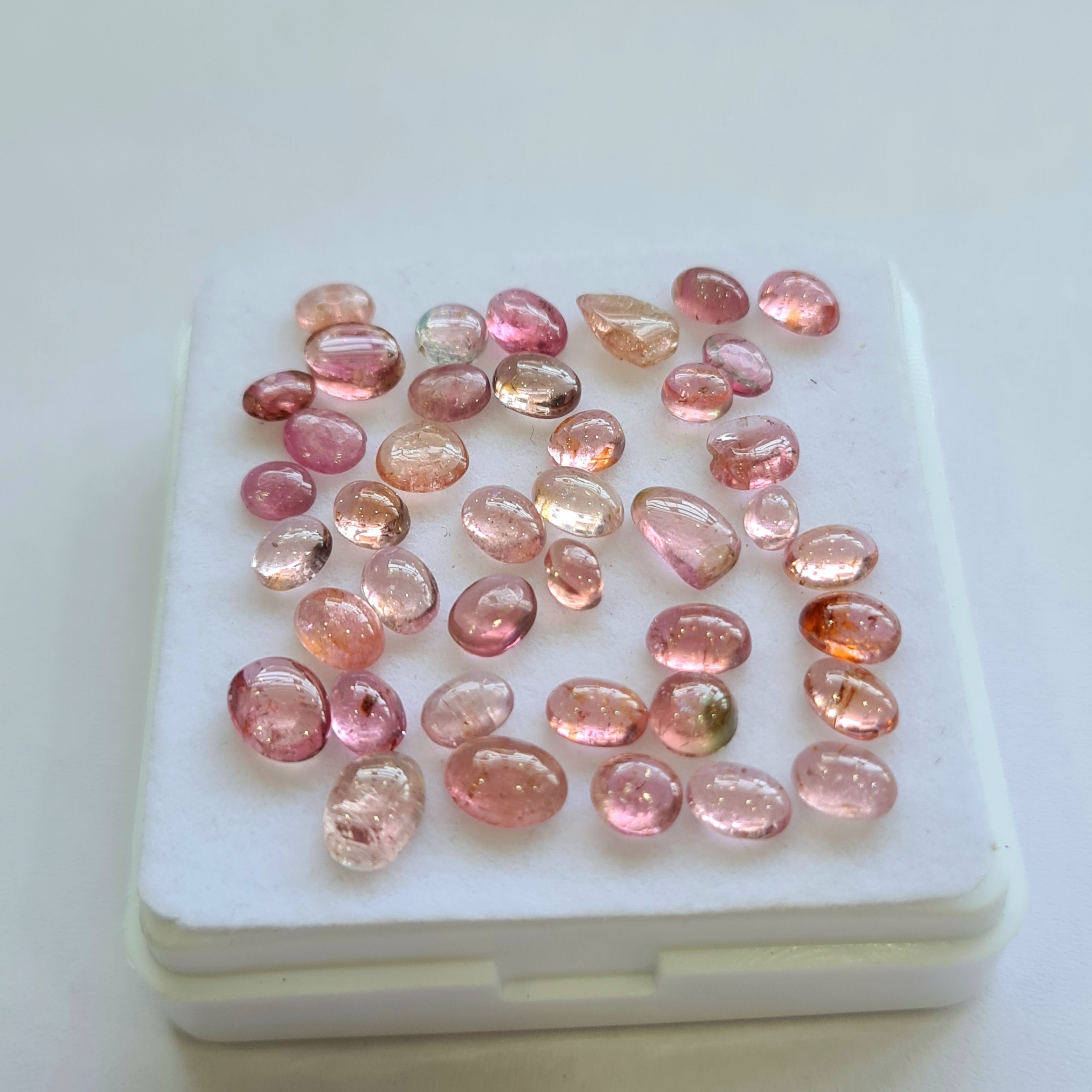 41 Pcs Natural Multi Tourmaline Cabochon | Mix | Size: 4-7mm - The LabradoriteKing