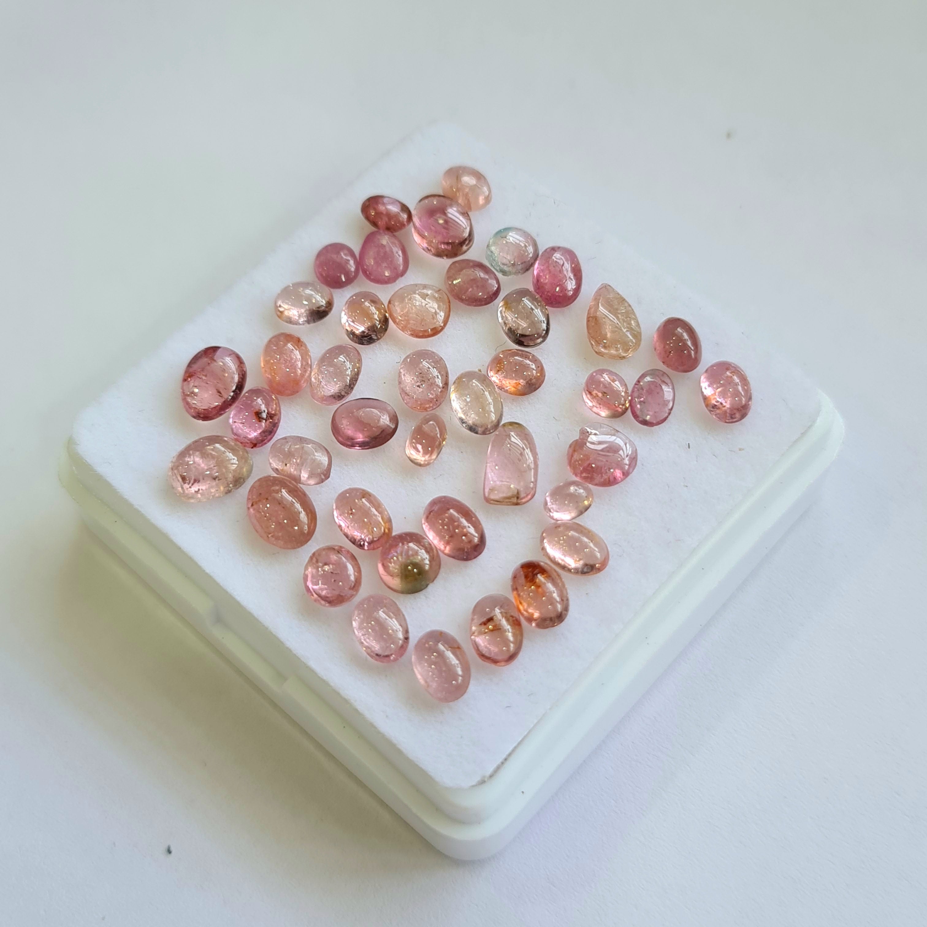 41 Pcs Natural Multi Tourmaline Cabochon | Mix | Size: 4-7mm - The LabradoriteKing