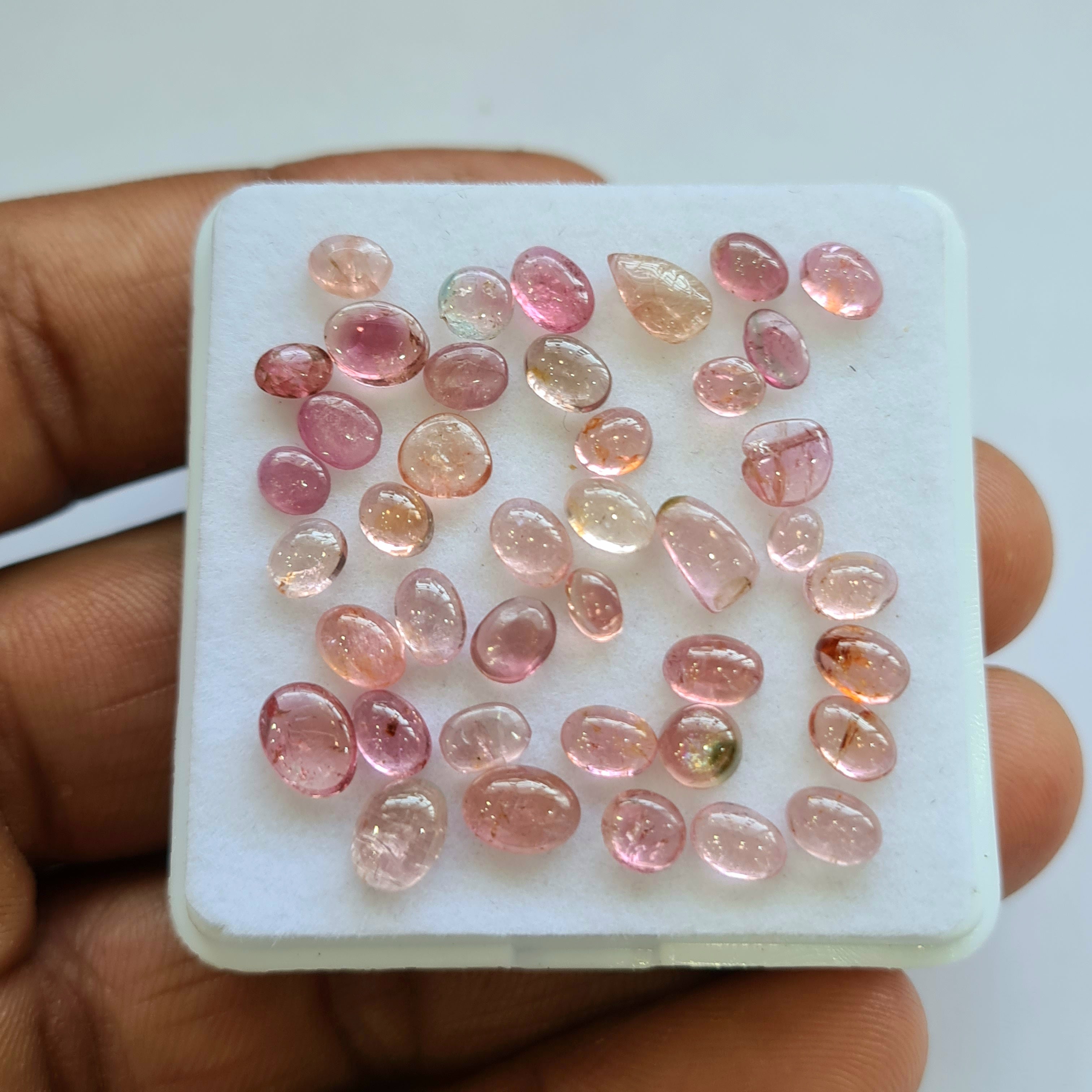 41 Pcs Natural Multi Tourmaline Cabochon | Mix | Size: 4-7mm - The LabradoriteKing