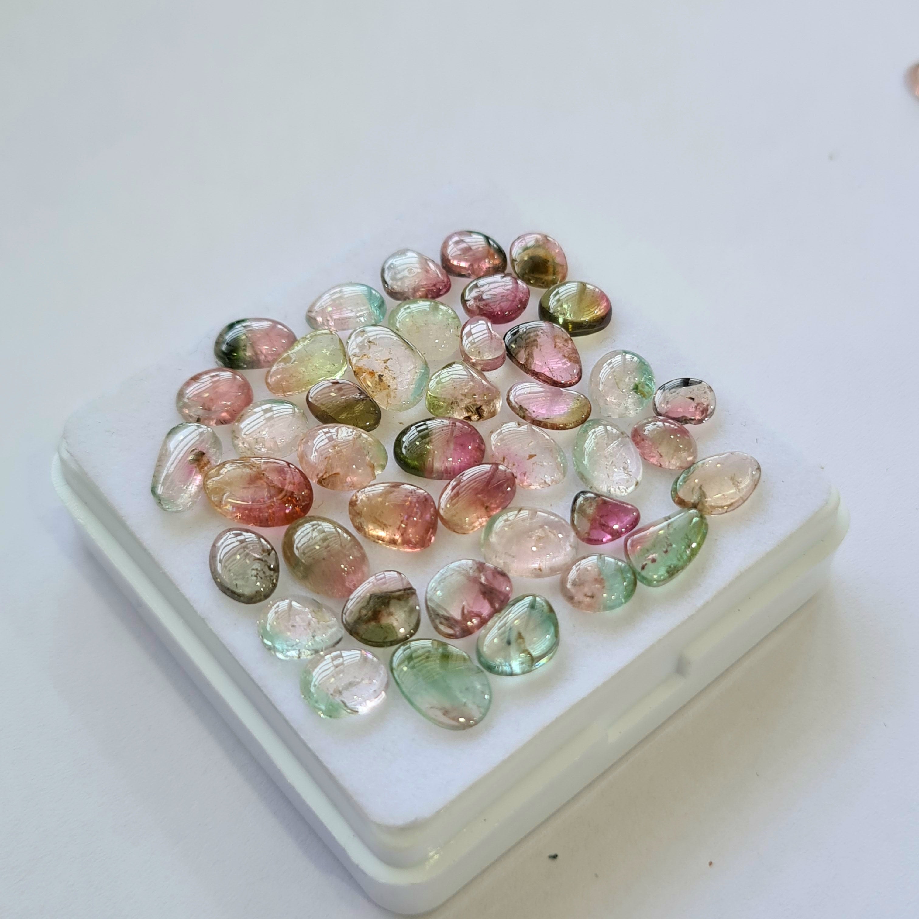 41 Pcs Natural Multi Tourmaline Cabochon | Mix | Size: 5-9mm - The LabradoriteKing