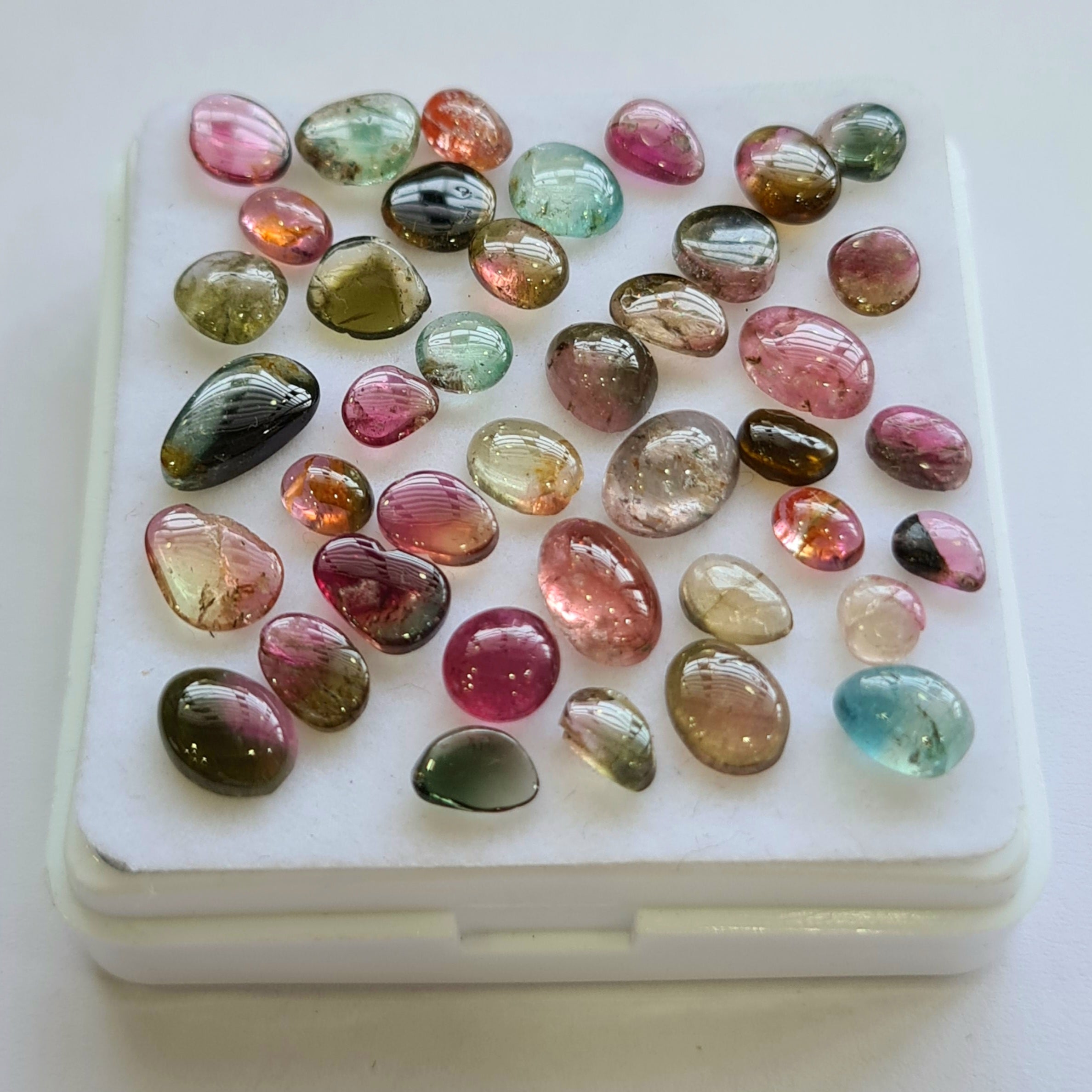 40 Pcs Natural Multi Tourmaline Cabochon | Mix | Size: 5-9mm - The LabradoriteKing