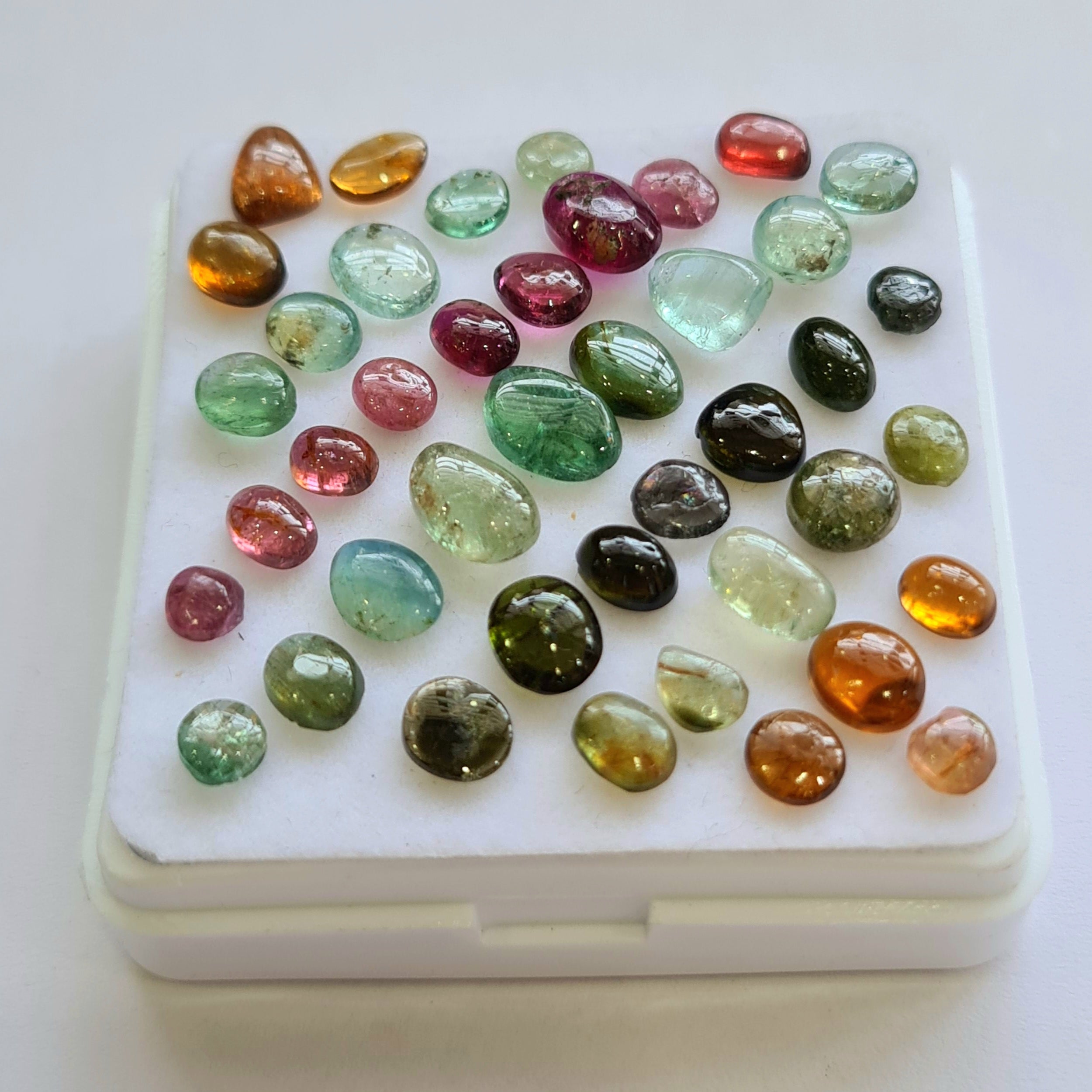 42 Pcs Natural Multi Tourmaline Cabochon | Mix | Size: 4-8mm - The LabradoriteKing