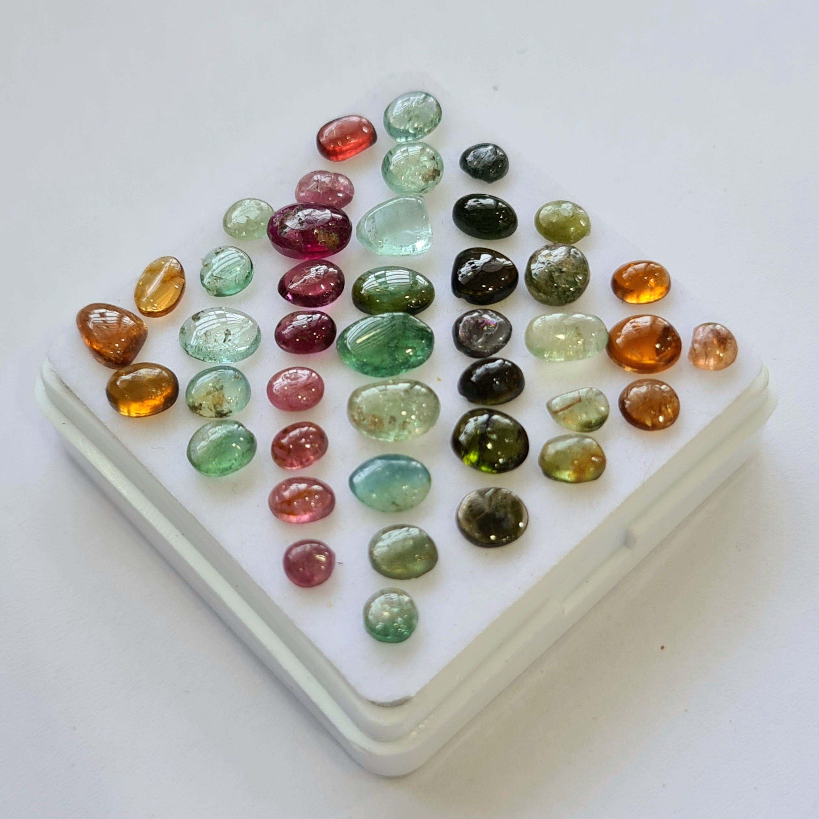 42 Pcs Natural Multi Tourmaline Cabochon | Mix | Size: 4-8mm - The LabradoriteKing