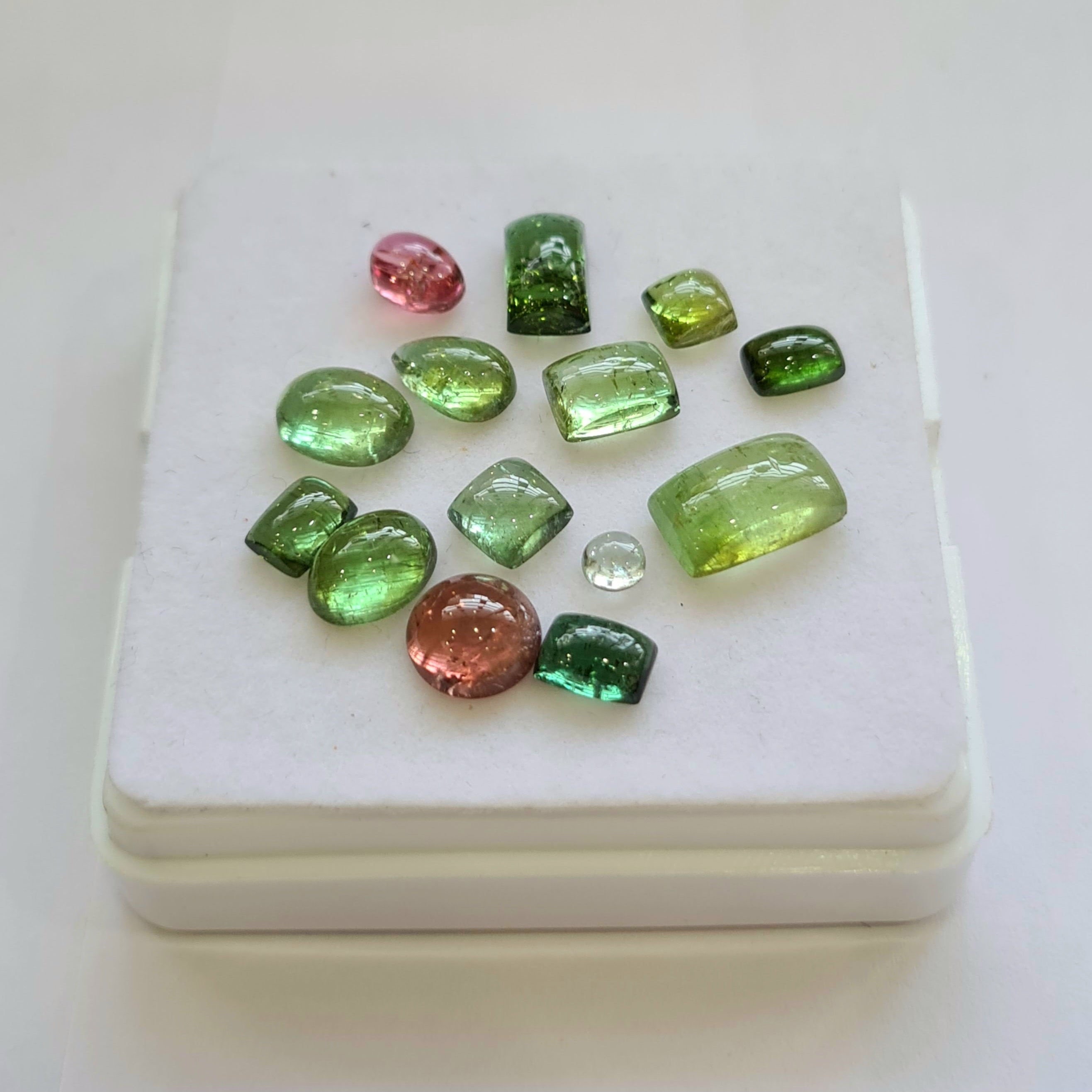 14 Pcs Natural Multi Tourmaline Cabochon | Mix | Size: 3-10mm - The LabradoriteKing