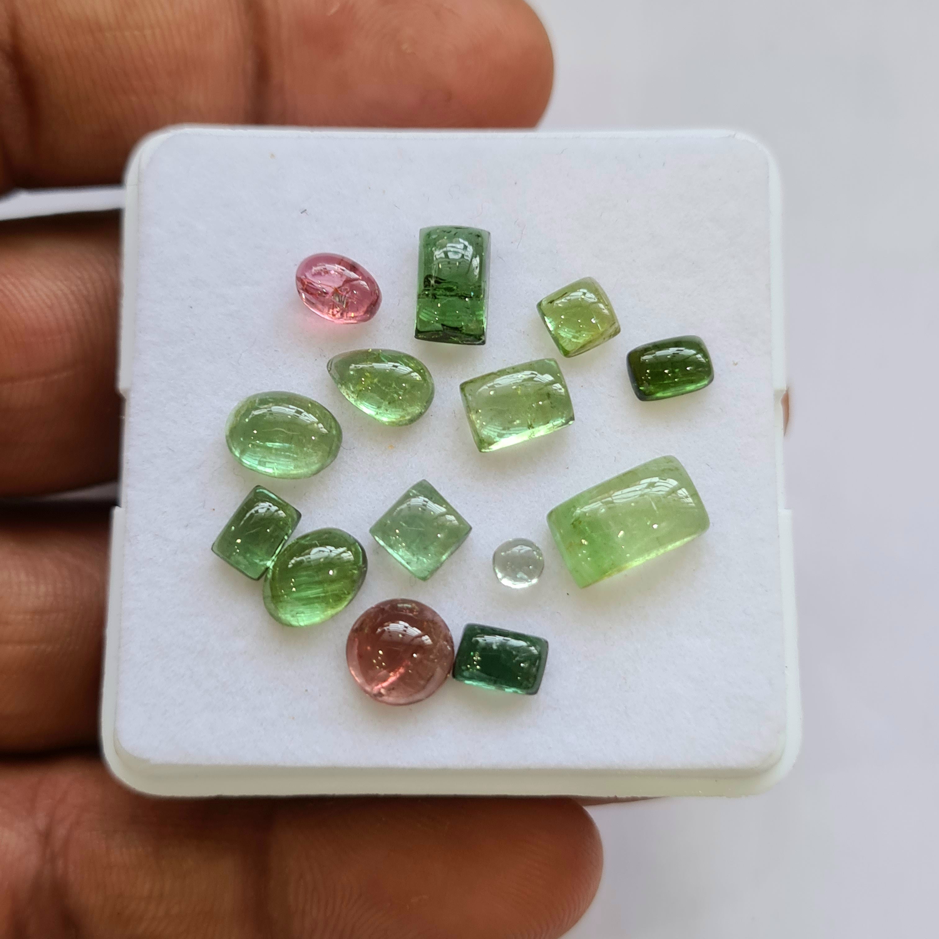 14 Pcs Natural Multi Tourmaline Cabochon | Mix | Size: 3-10mm - The LabradoriteKing