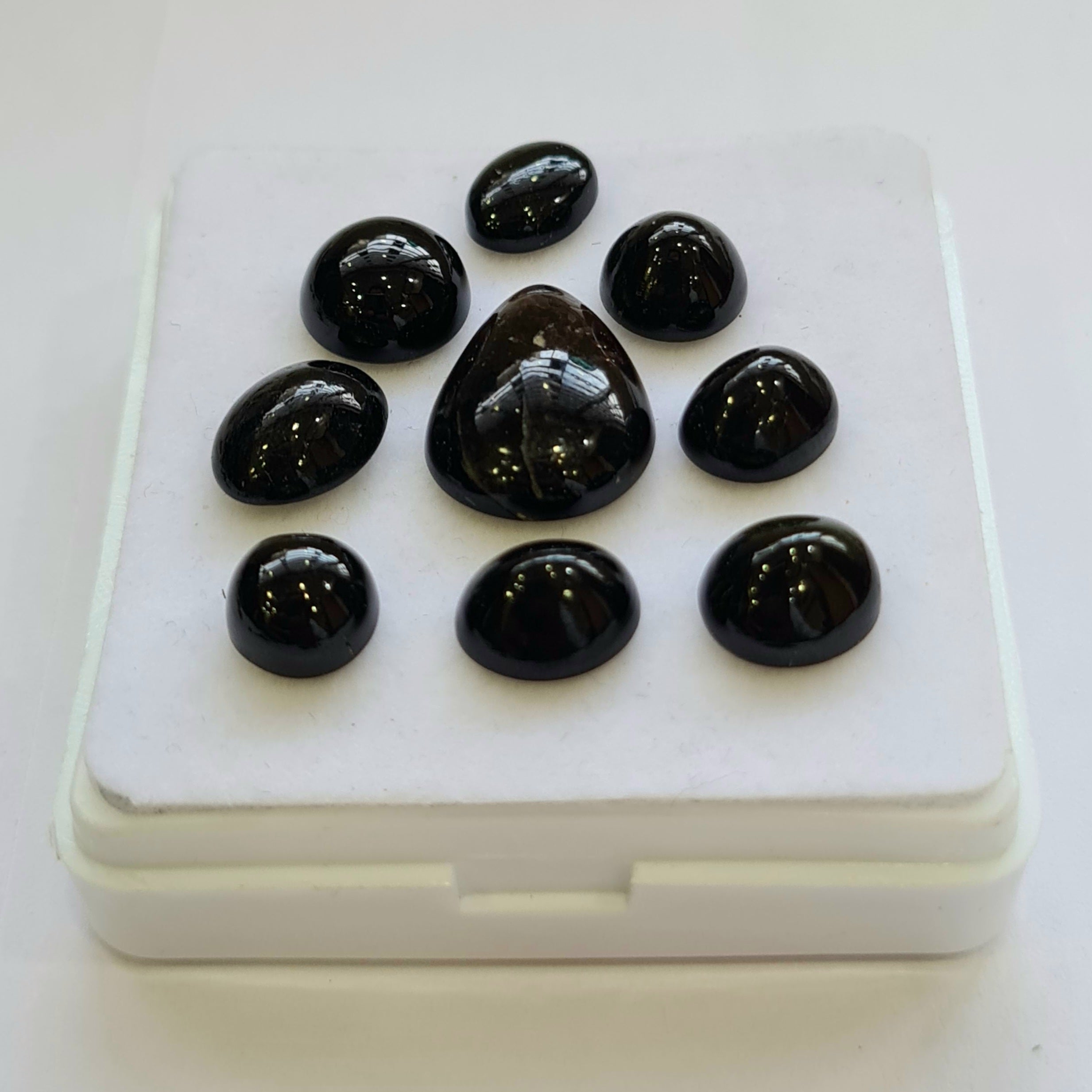 9 Pcs Natural Multi Tourmaline Cabochon | Mix | Size: 7-16mm - The LabradoriteKing