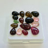 16 Pcs Natural Multi Tourmaline Cabochon | Pear | Size: 8-15mm - The LabradoriteKing