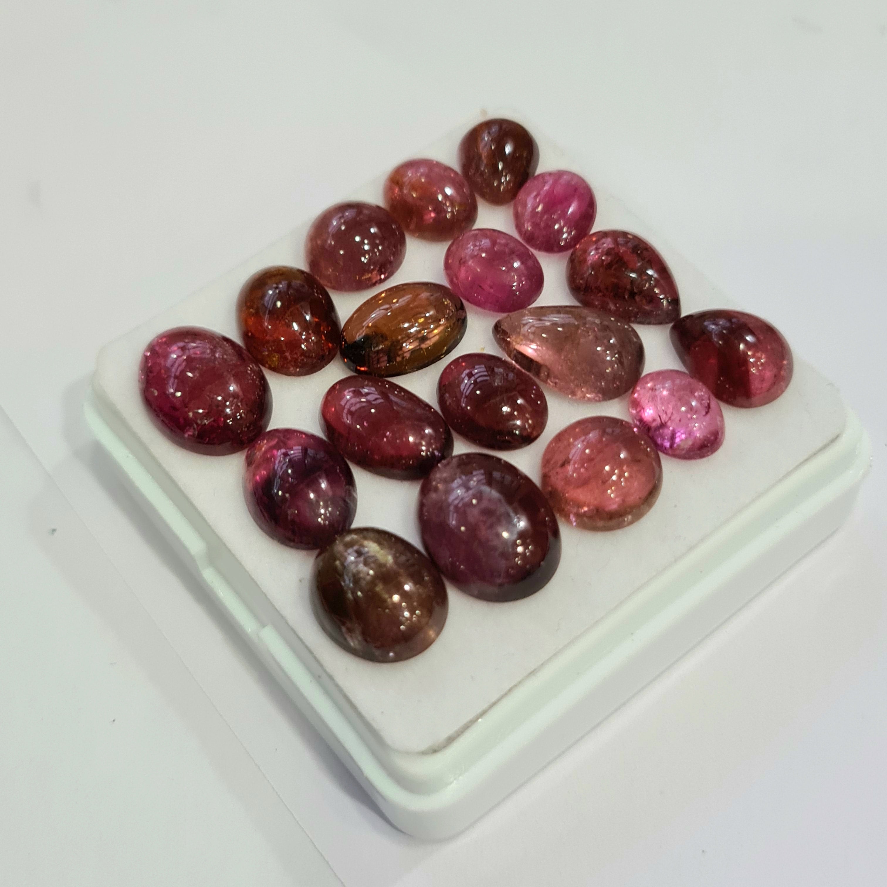 18 Pcs Natural Multi Tourmaline Cabochon | Mix | Size: 8-13mm - The LabradoriteKing