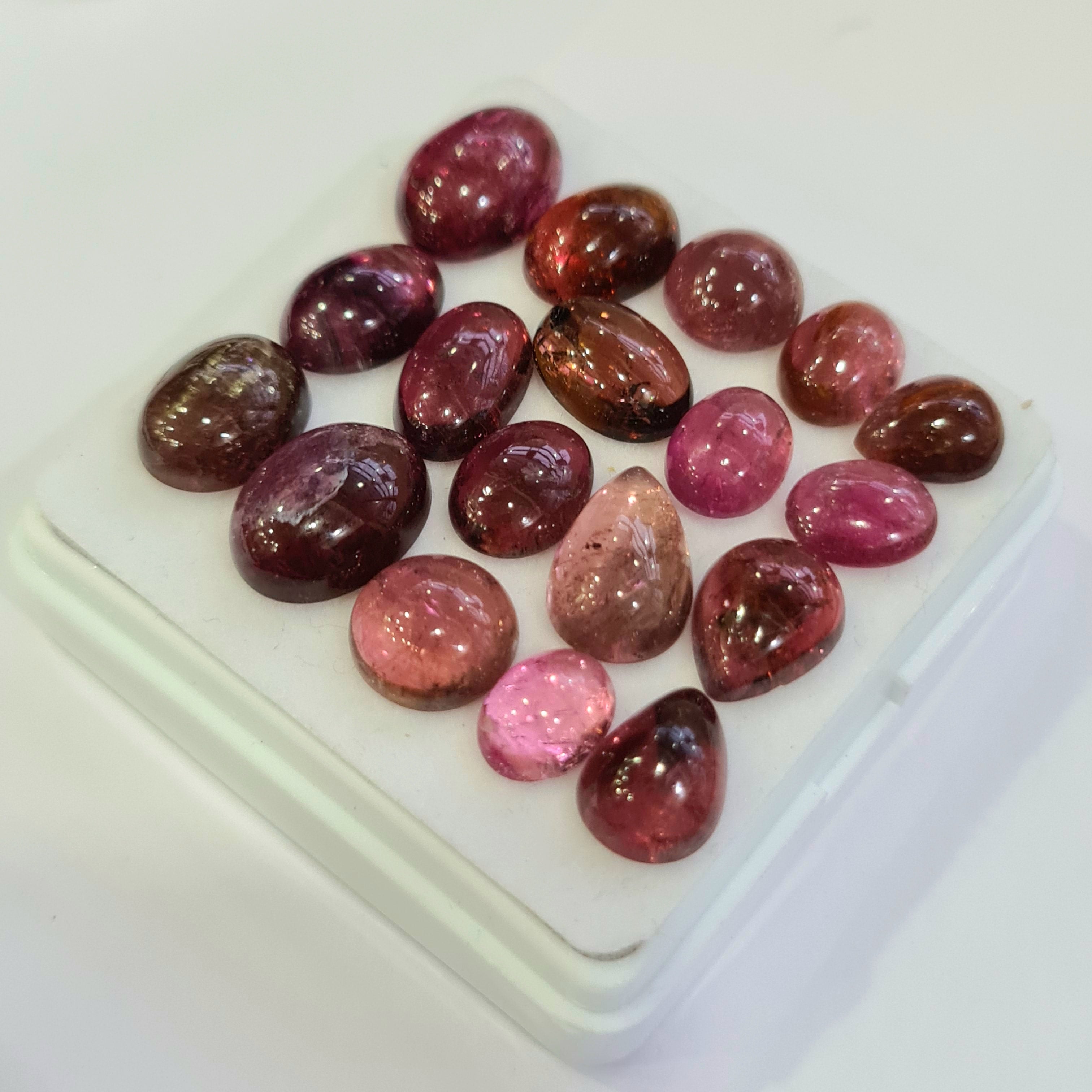 18 Pcs Natural Multi Tourmaline Cabochon | Mix | Size: 8-13mm - The LabradoriteKing