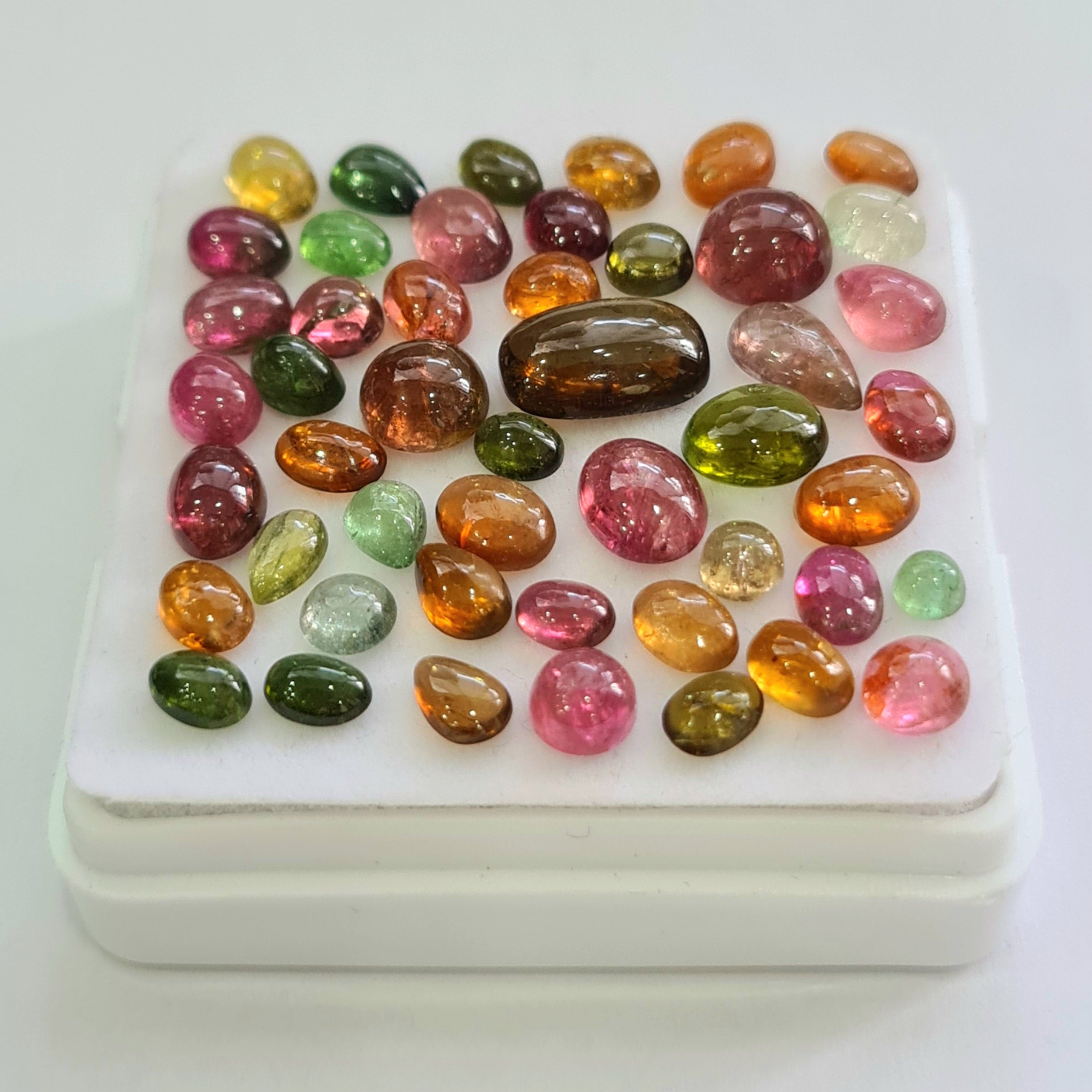 48 Pcs Natural Multi Tourmaline Cabochon | Mix | Size: 3-11mm - The LabradoriteKing