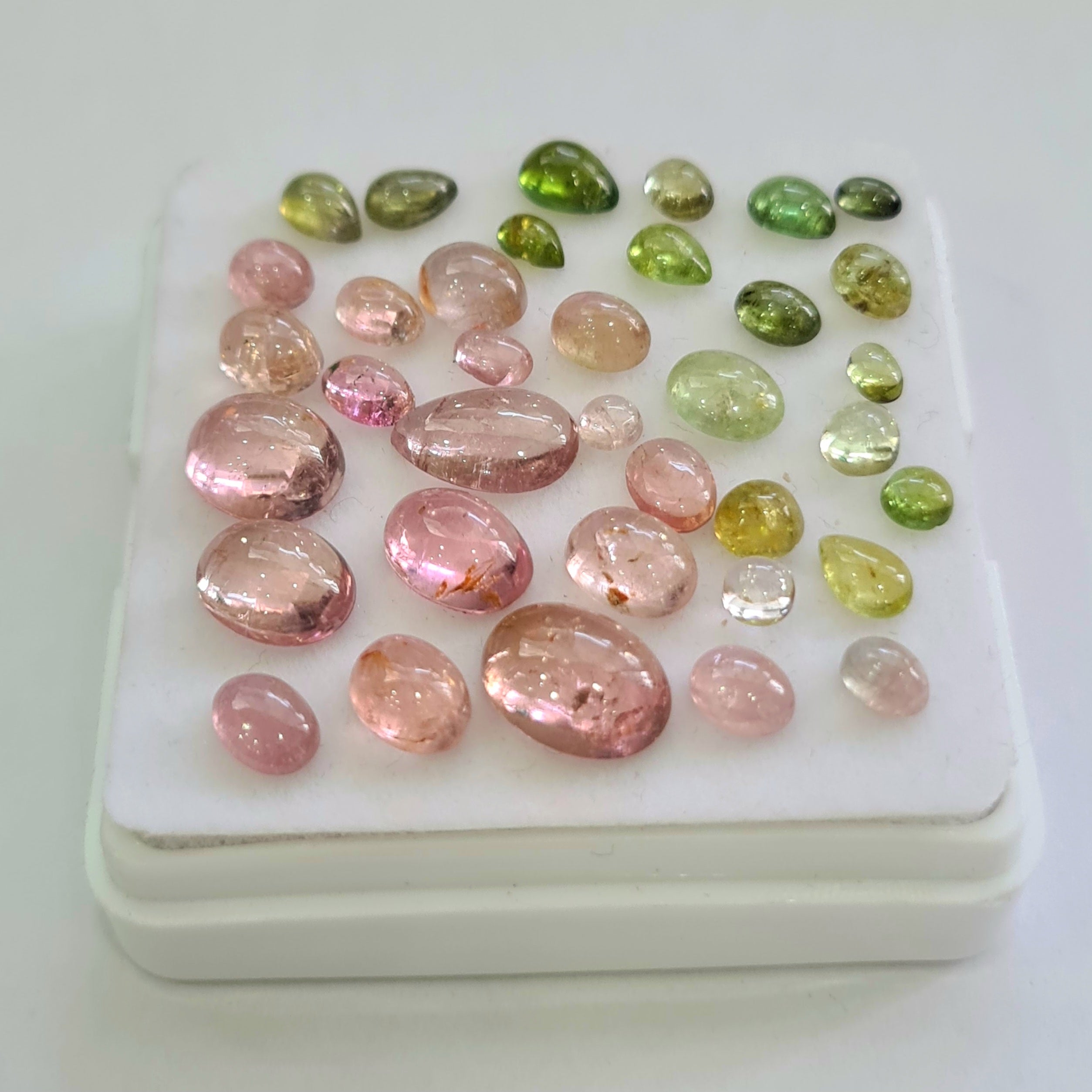 36 Pcs Natural Multi Tourmaline Cabochon | Mix | Size: 4-10mm - The LabradoriteKing