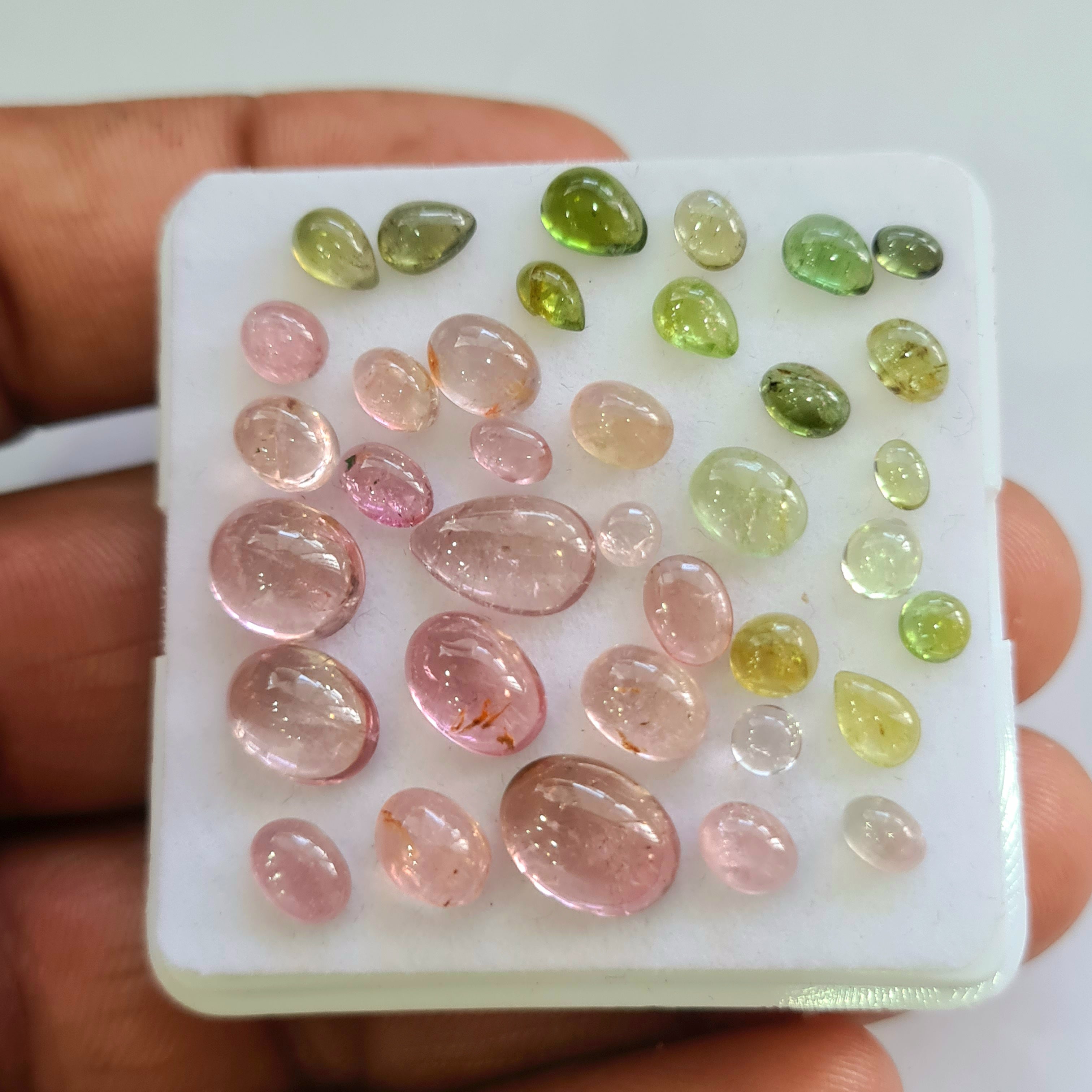 36 Pcs Natural Multi Tourmaline Cabochon | Mix | Size: 4-10mm - The LabradoriteKing