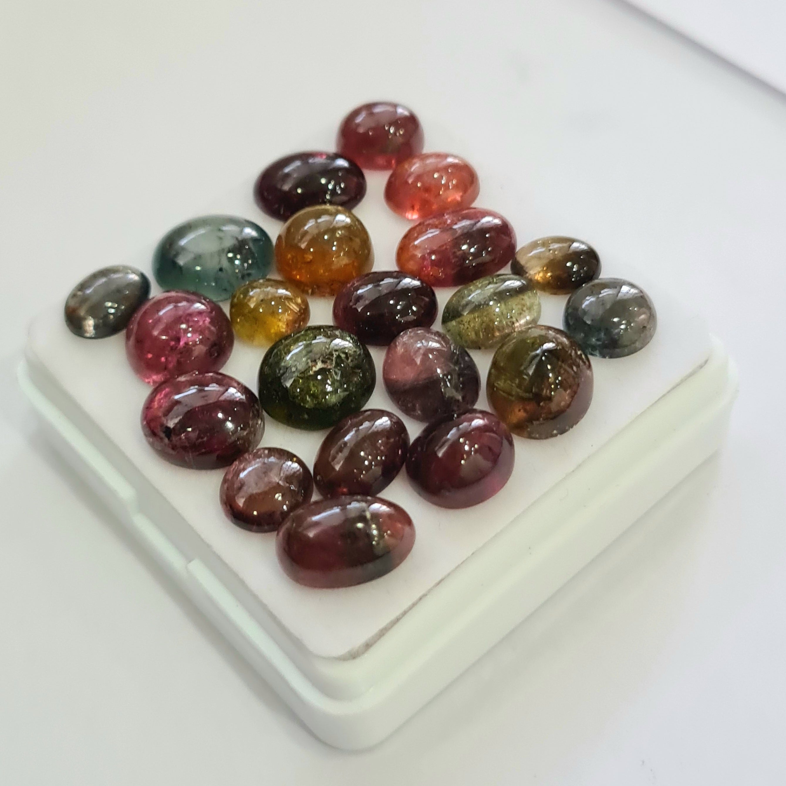 21 Pcs Natural Multi Tourmaline Cabochon | Mix | Size: 6-11mm - The LabradoriteKing