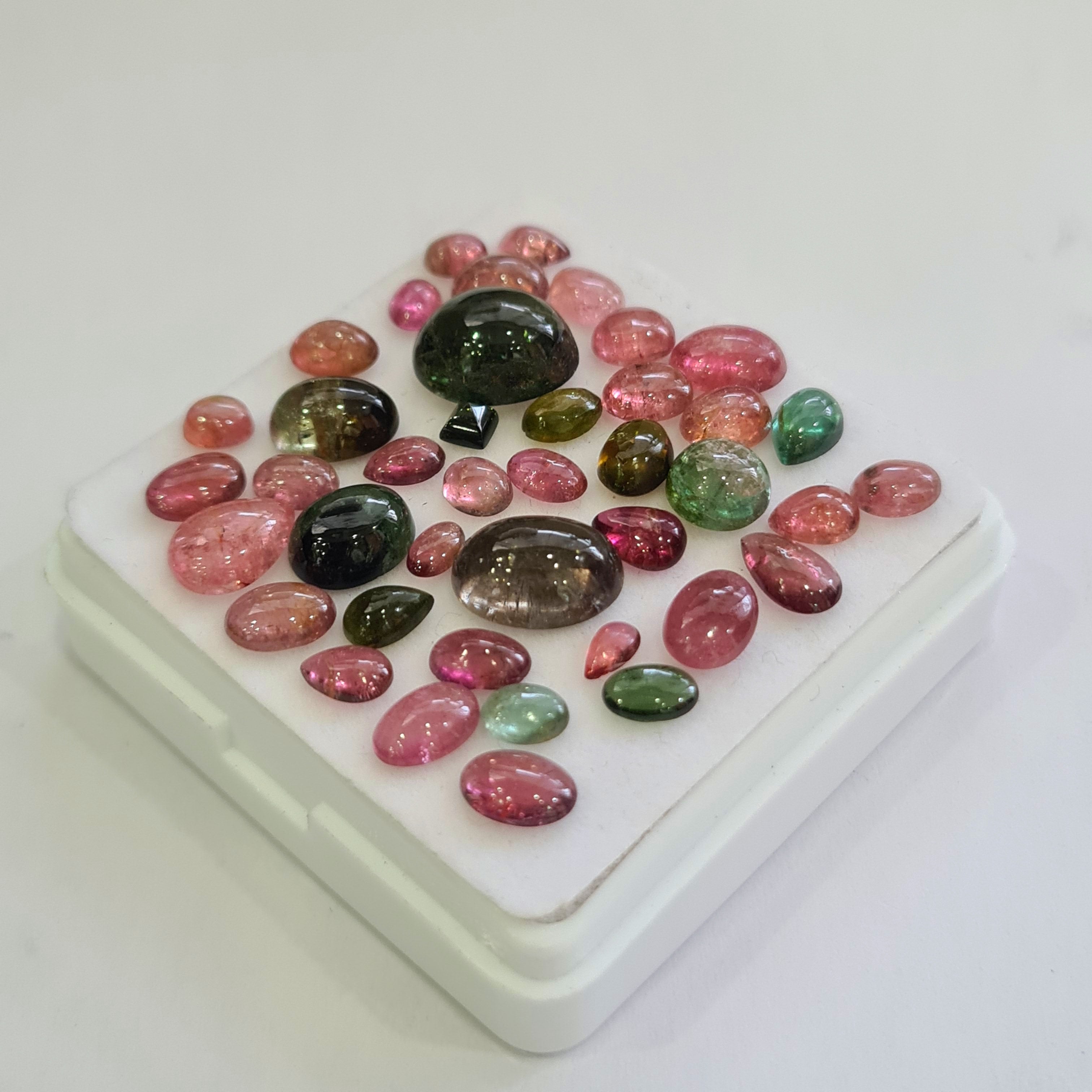 41 Pcs Natural Multi Tourmaline Cabochon | Mix | Size: 3-11mm - The LabradoriteKing