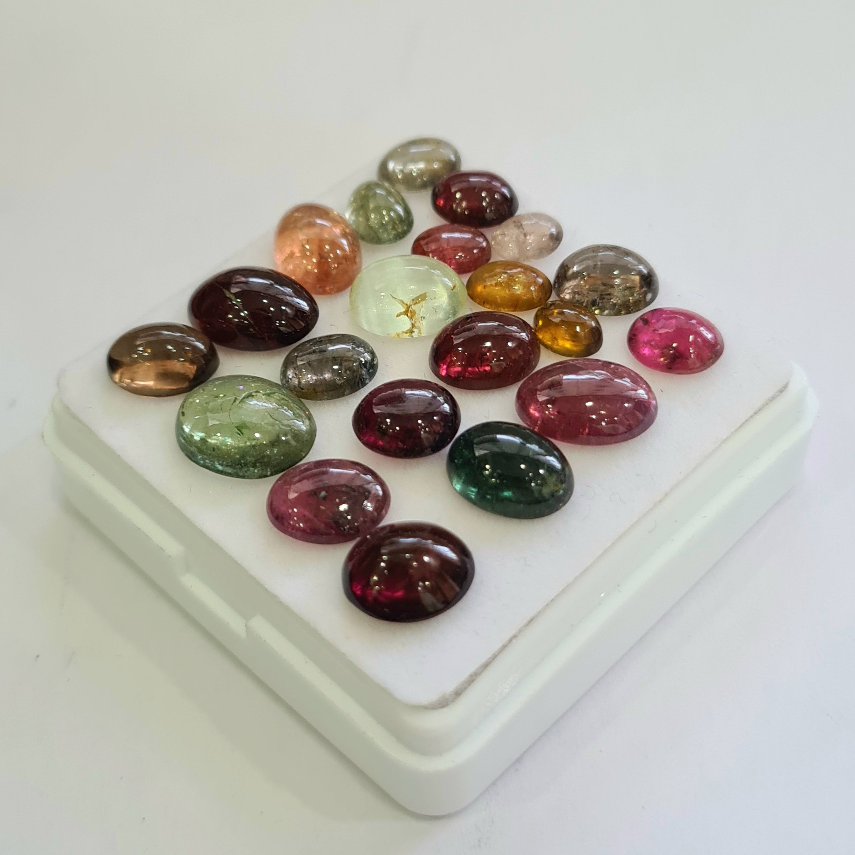21 Pcs Natural Multi Tourmaline Cabochon | Oval | Size: 6-12mm - The LabradoriteKing