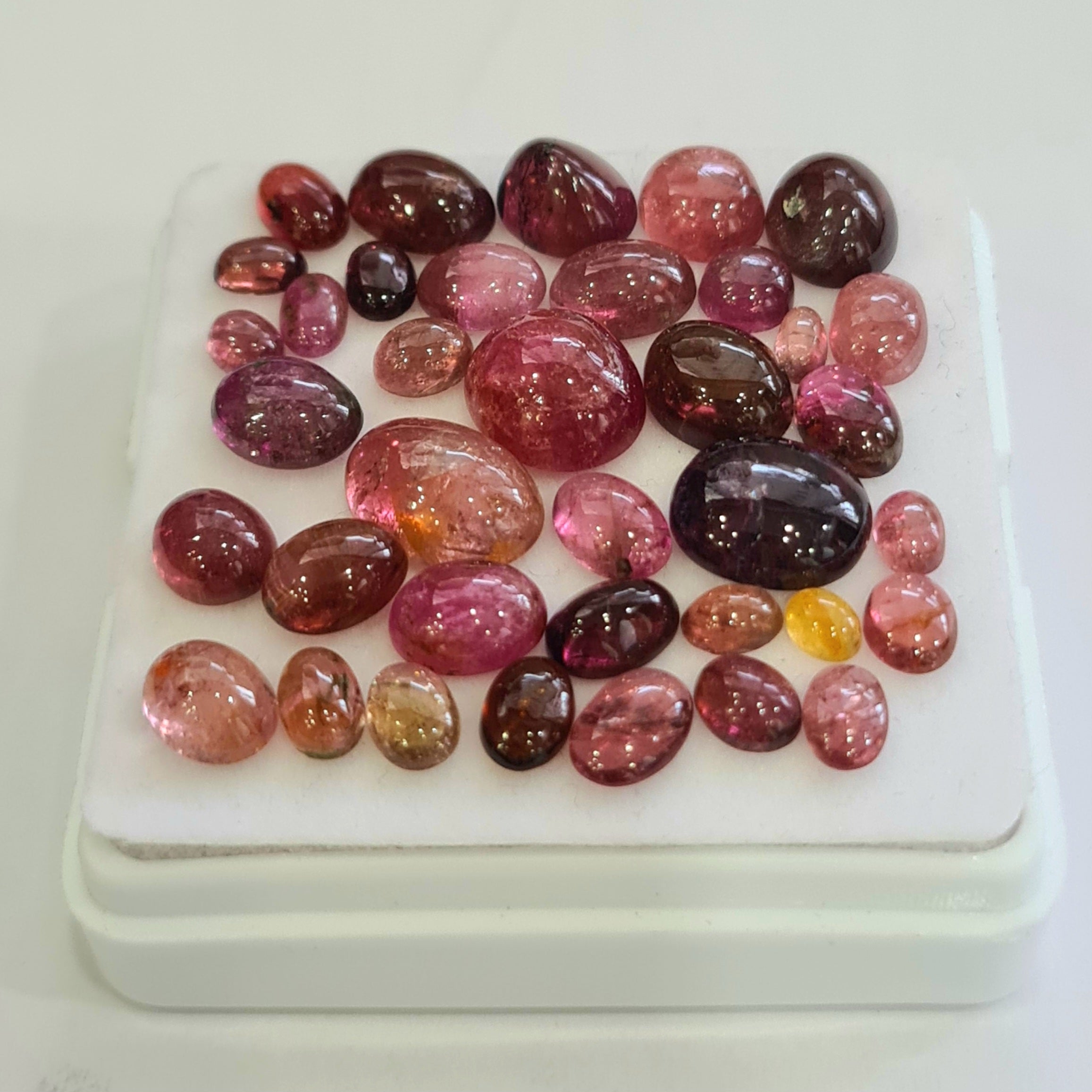 37 Pcs Natural Multi Tourmaline Cabochon | Oval | Size: 4-11mm - The LabradoriteKing