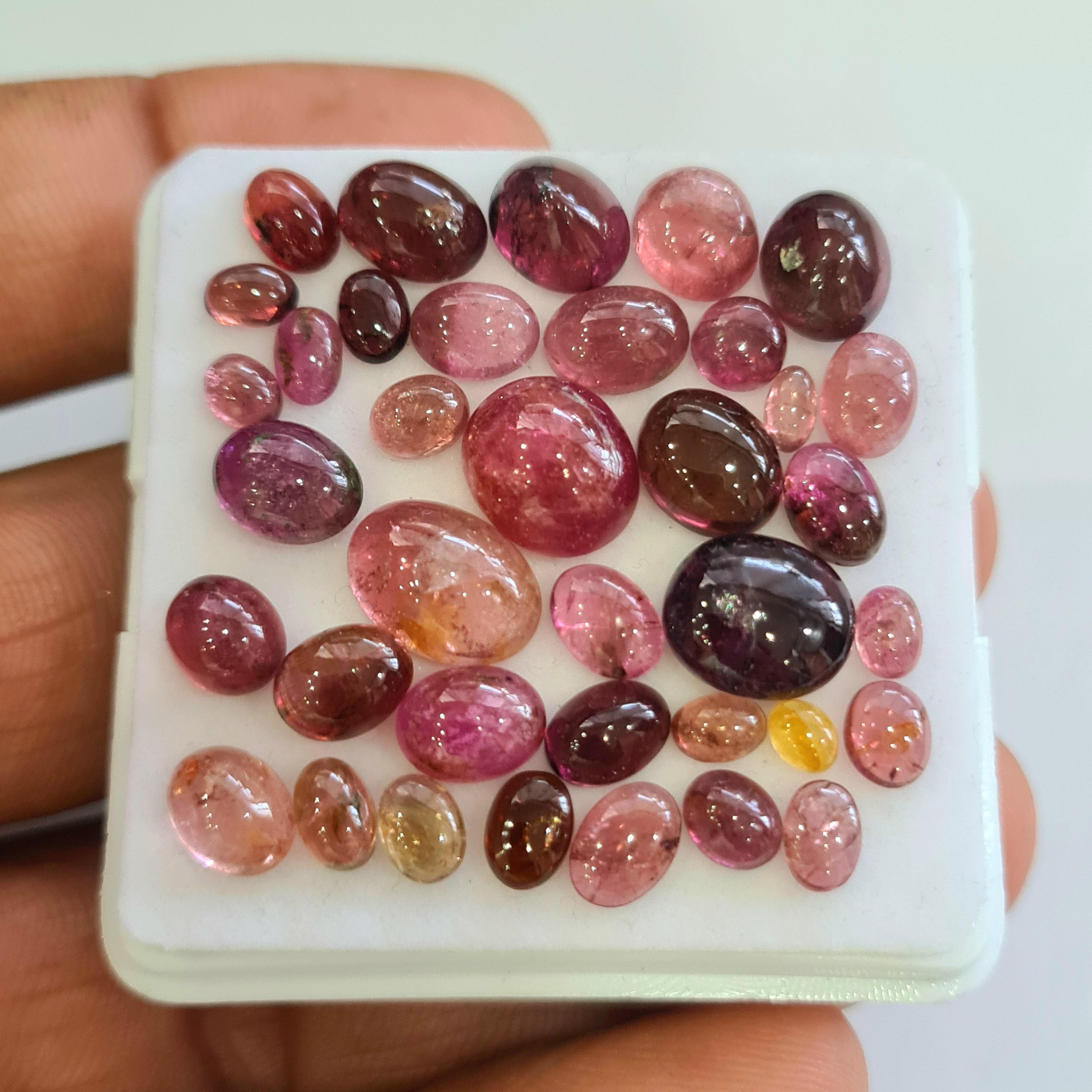 37 Pcs Natural Multi Tourmaline Cabochon | Oval | Size: 4-11mm - The LabradoriteKing
