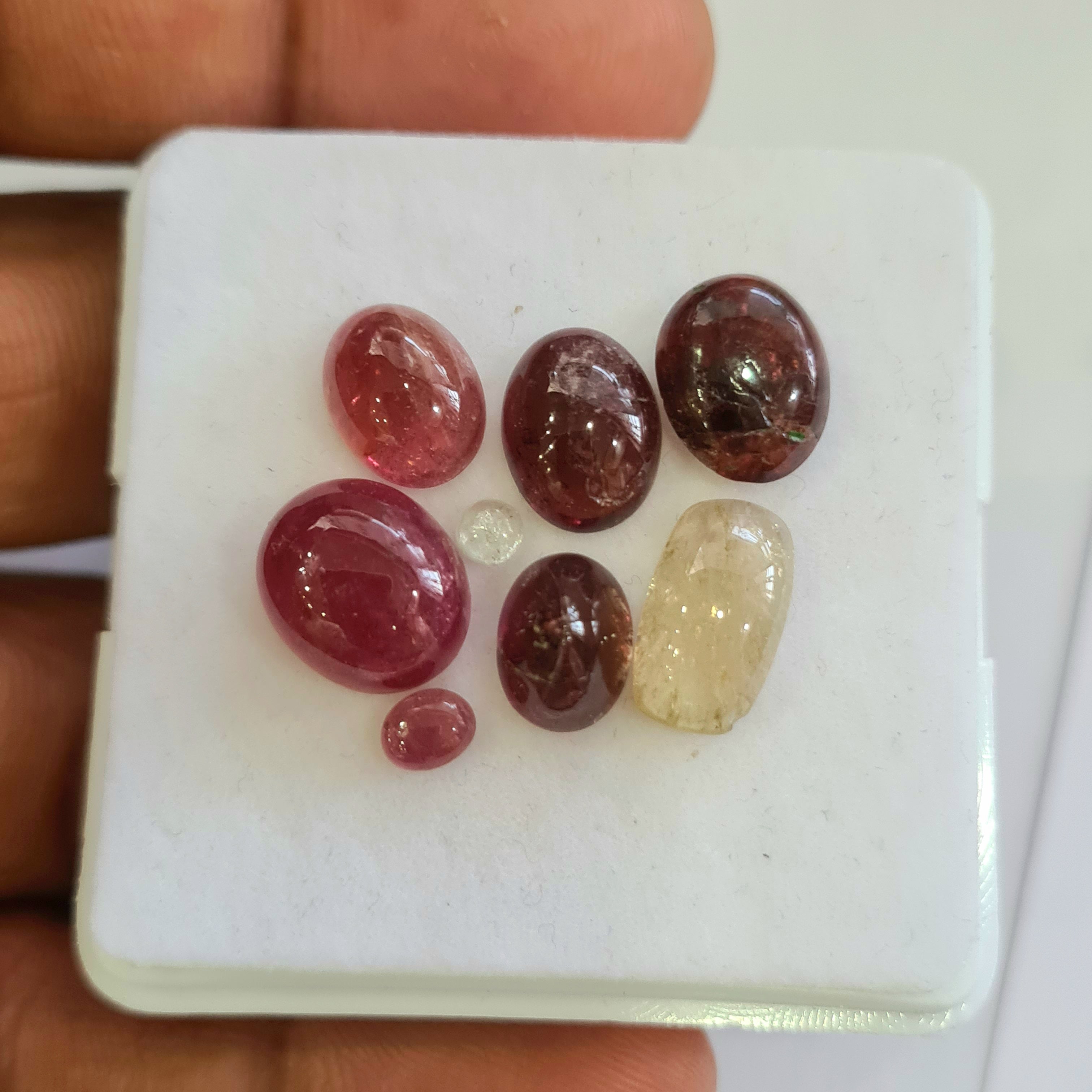 8 Pcs Natural Multi Tourmaline Cabochon | Mix | Size: 3-12mm - The LabradoriteKing
