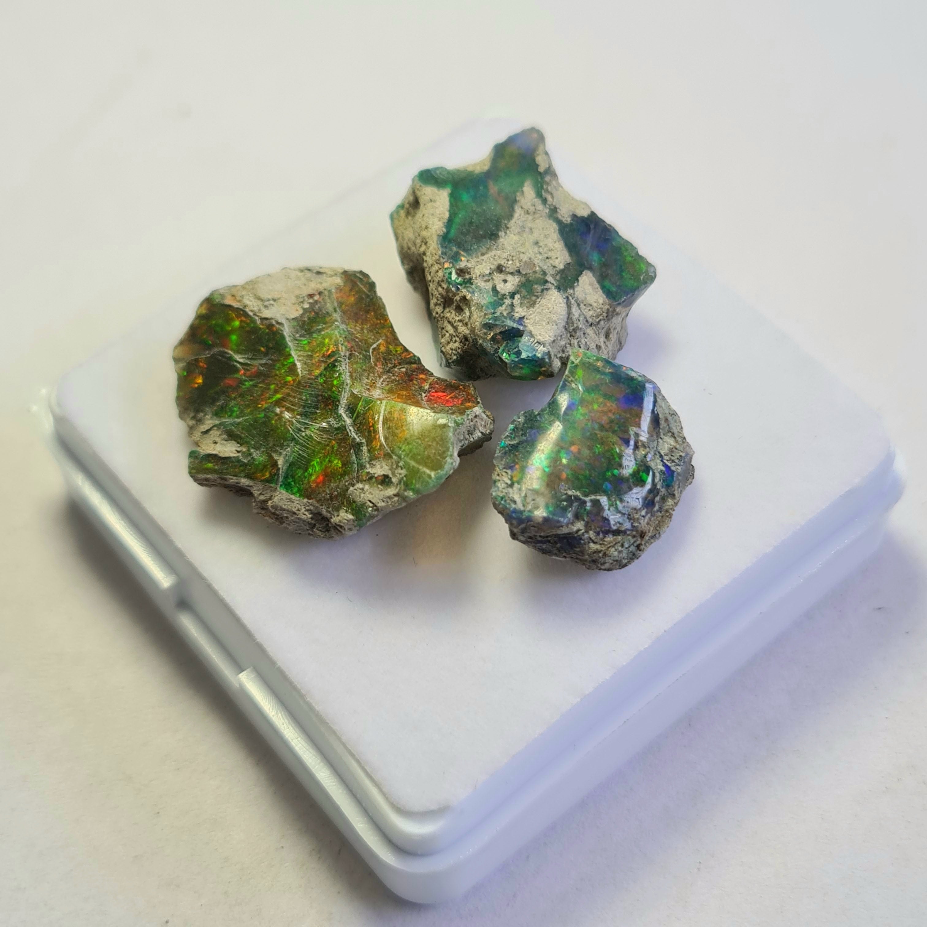 3 Pcs Natural Black Opal Rough | Sizes: 14-26mm - The LabradoriteKing