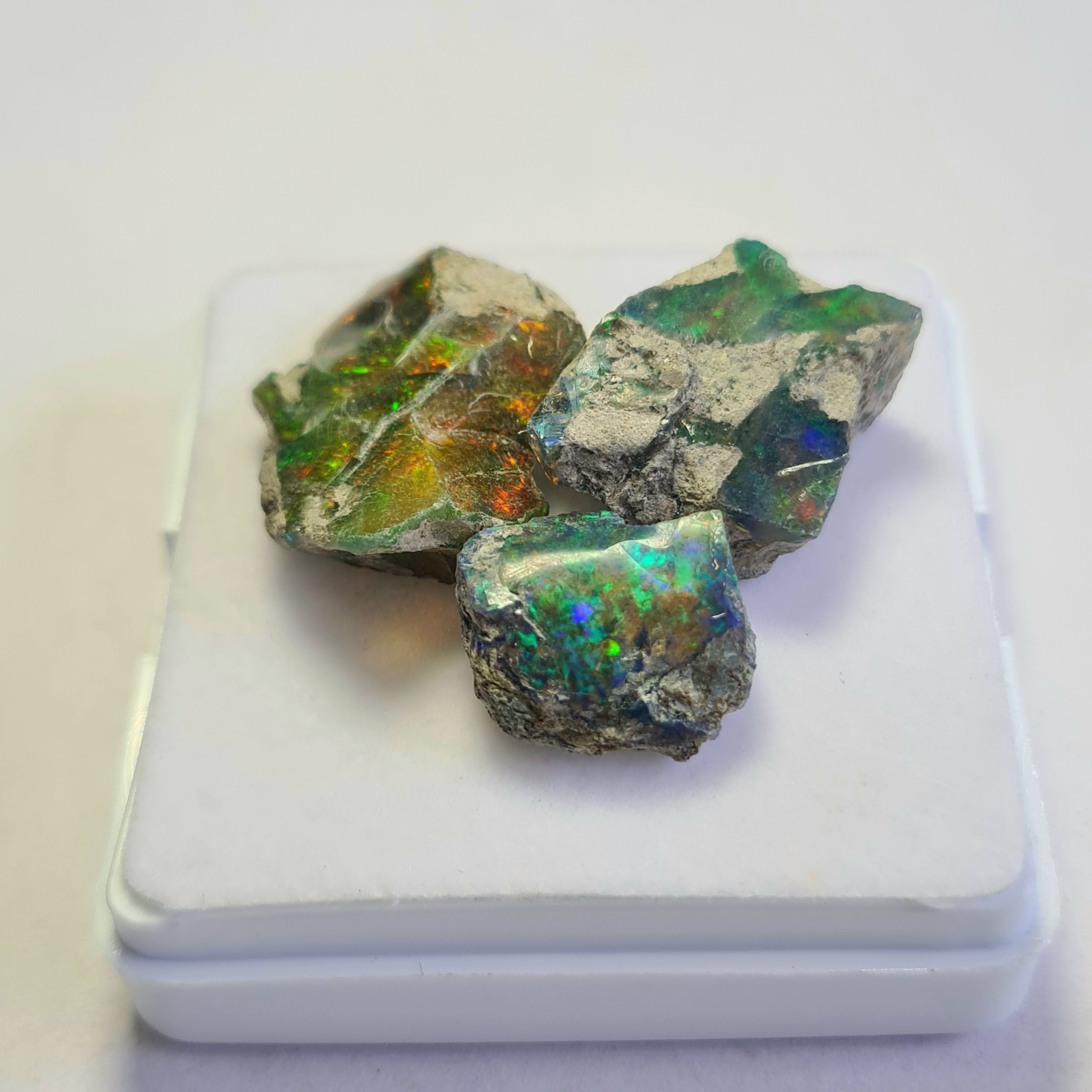 3 Pcs Natural Black Opal Rough | Sizes: 14-26mm - The LabradoriteKing