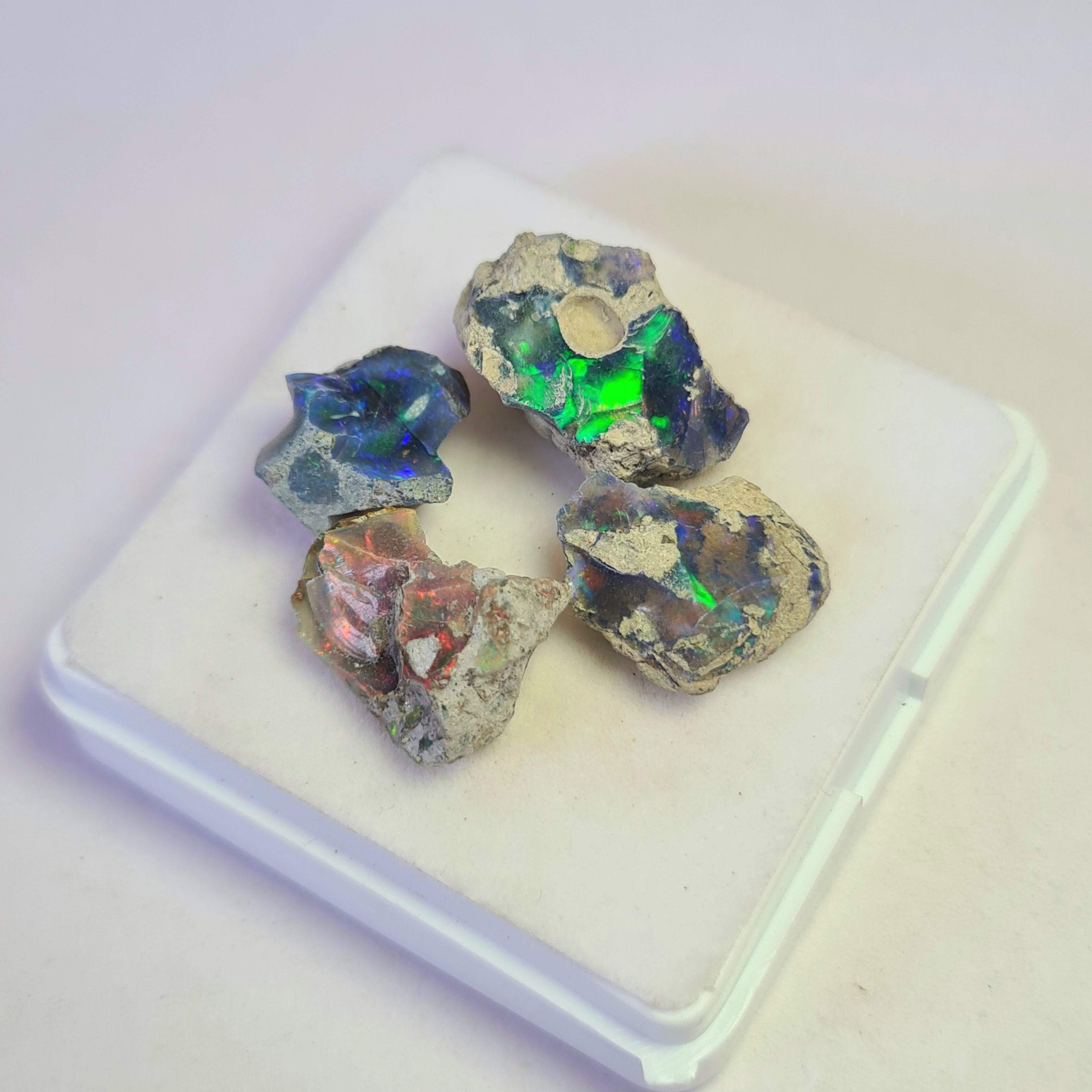 4 Pcs of Black Opal Rough | Sizes: 12-19mm - The LabradoriteKing