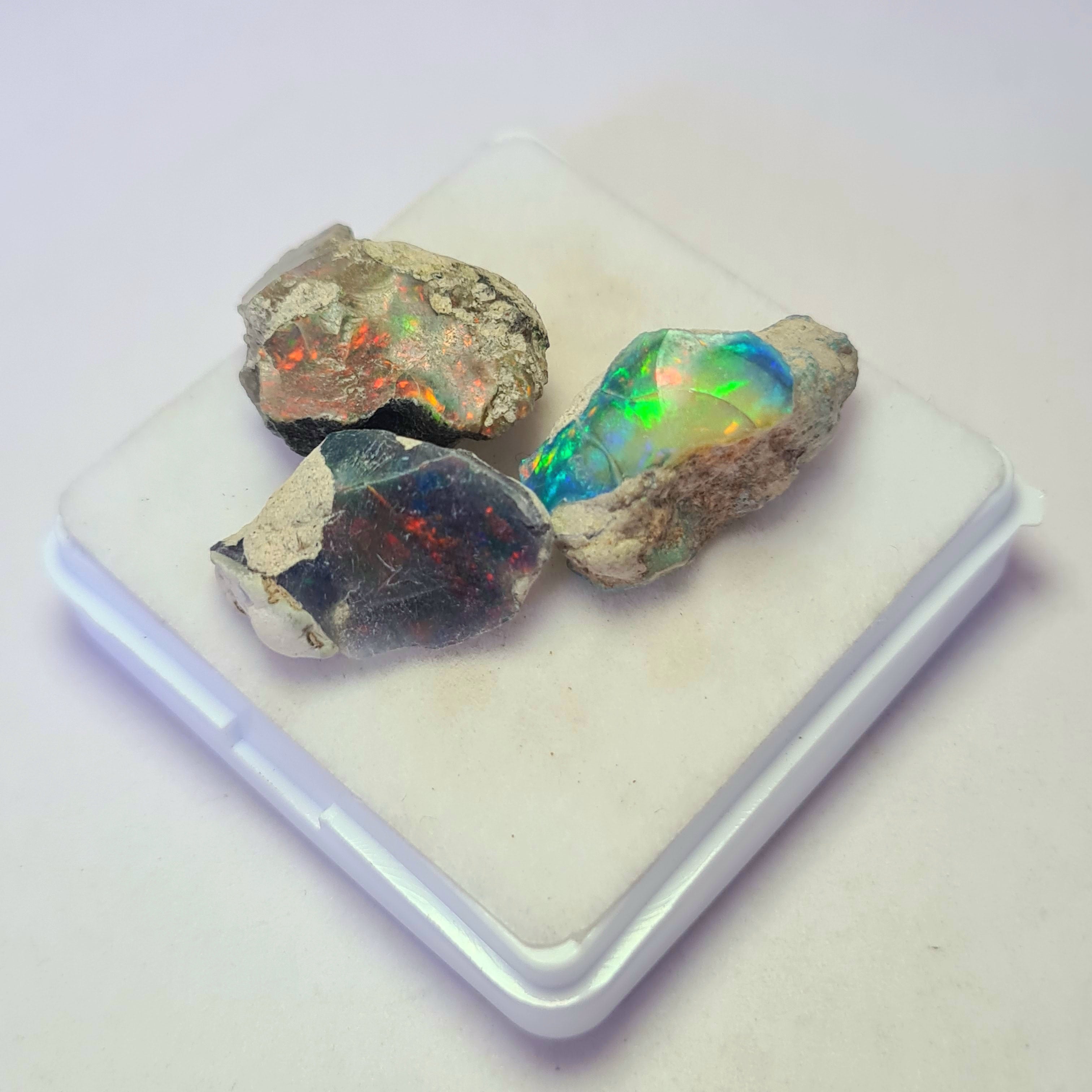 3 Pcs of Black Opal Rough | Sizes: 21-25mm - The LabradoriteKing