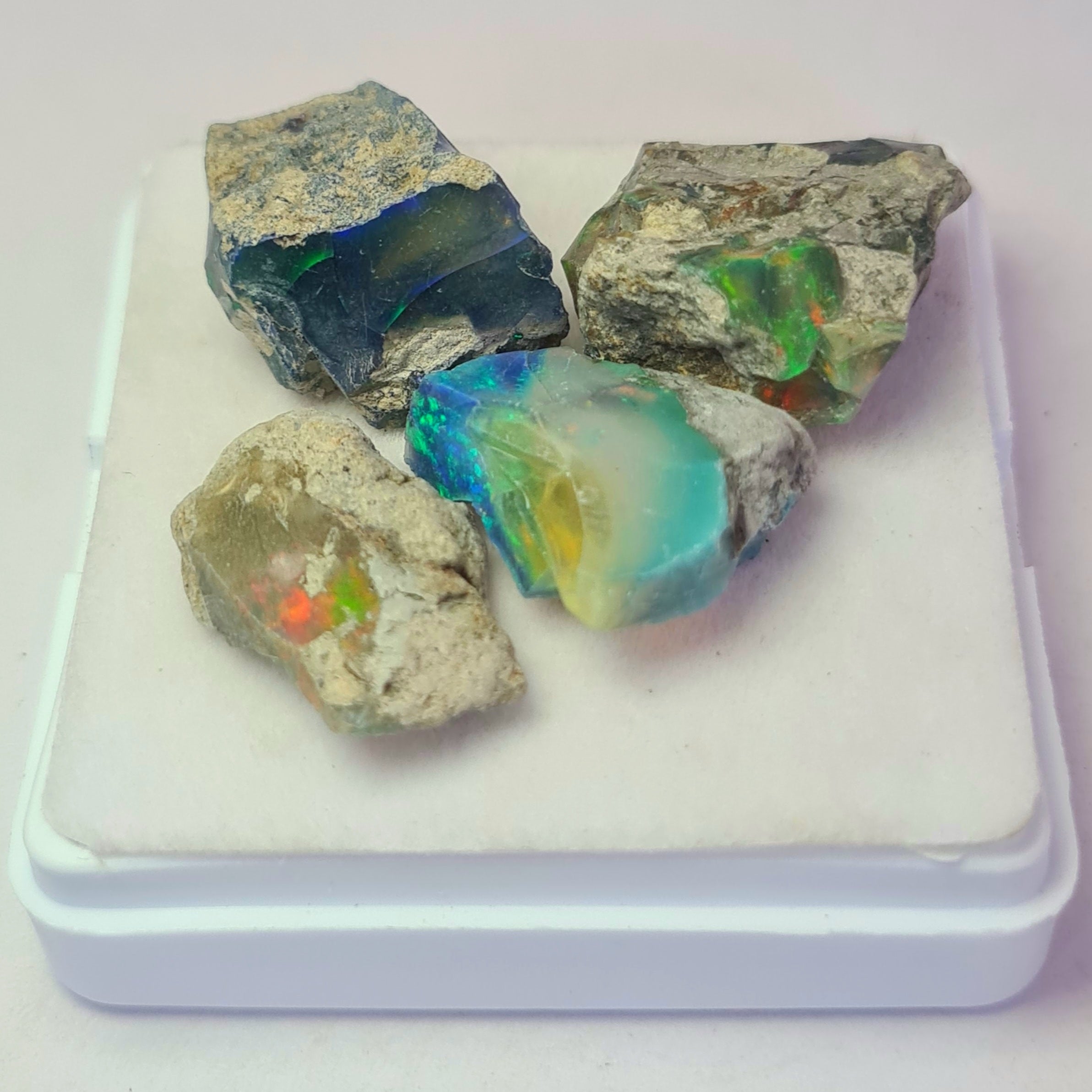 4 Pcs Natural Black Opal Rough | Sizes: 15-20mm - The LabradoriteKing