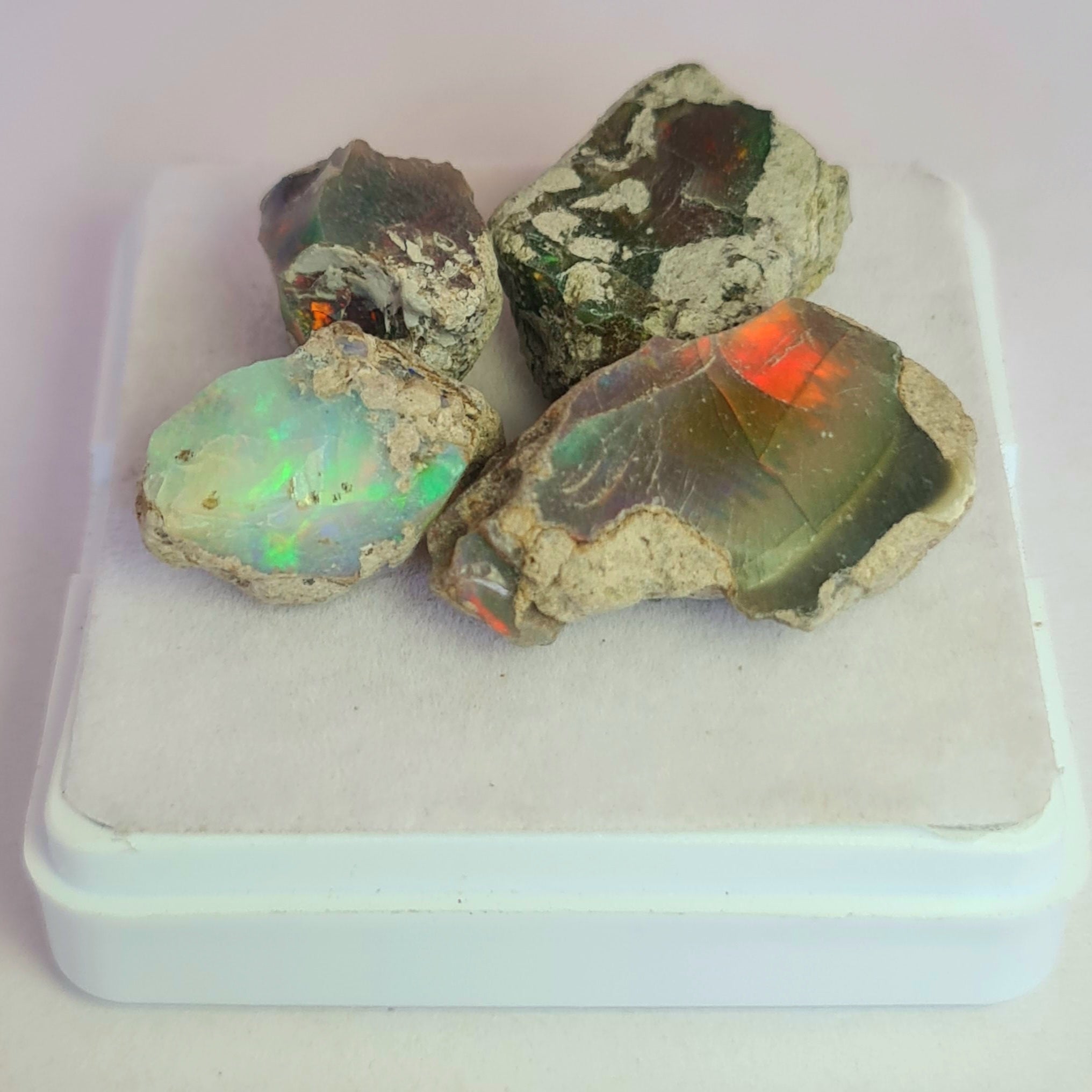 4 Pcs Natural Black Opal Rough | Sizes: 17-26mm - The LabradoriteKing