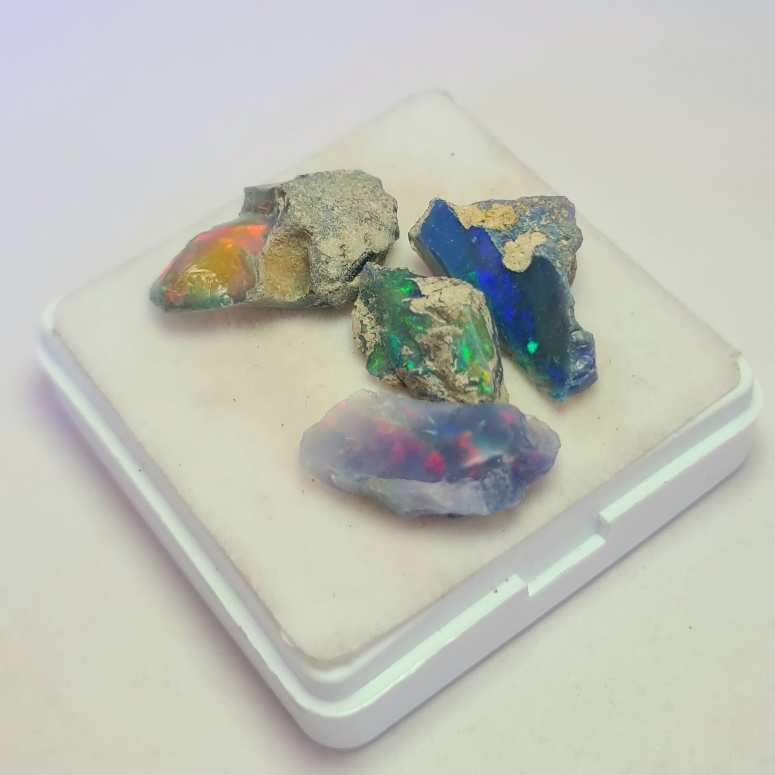 4 Pcs of Natural Black Opal Rough | Sizes: 17-23mm - The LabradoriteKing