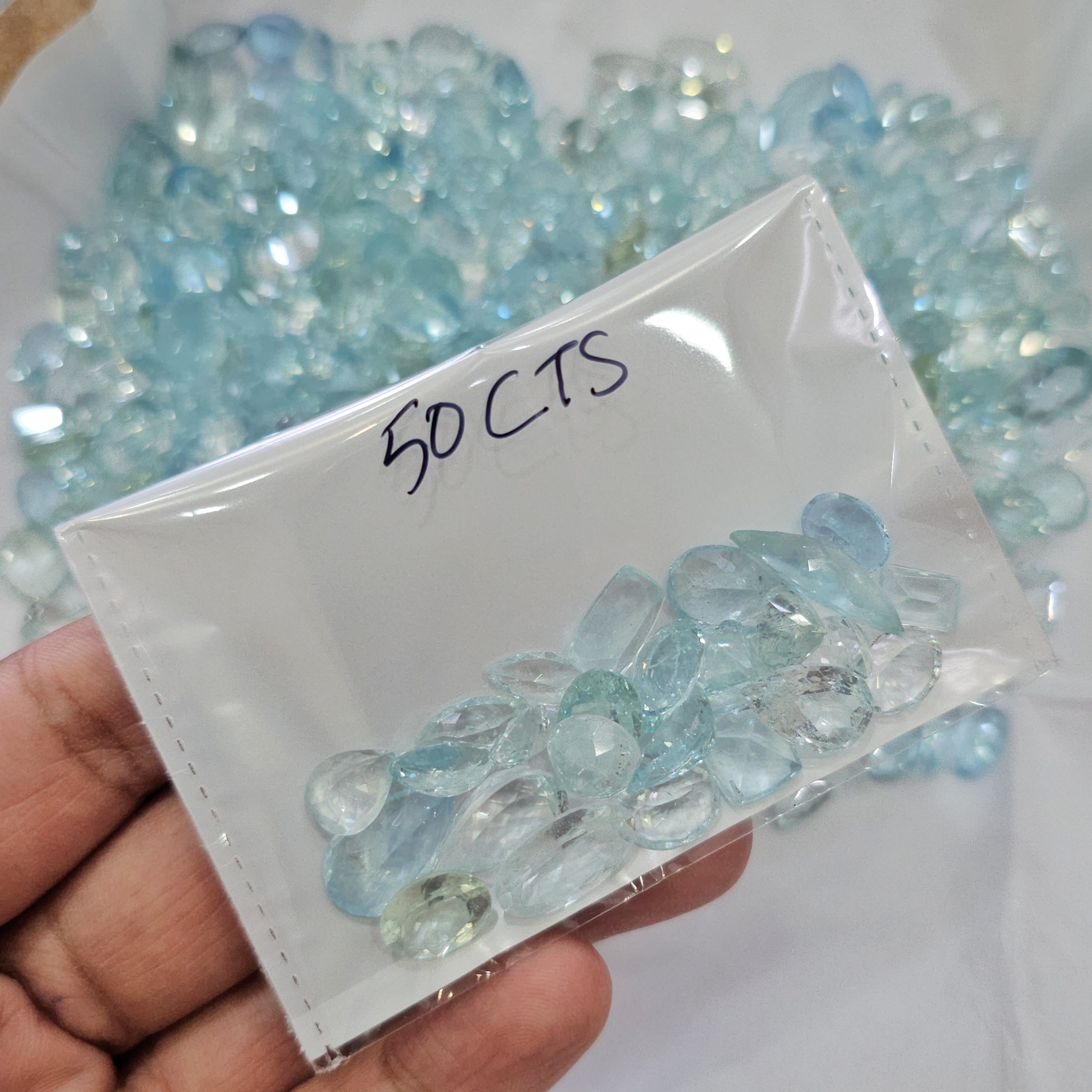 50Cts Natural Aquamarine Brazilian Faceted | 8–20mm | 20-25pcs - The LabradoriteKing